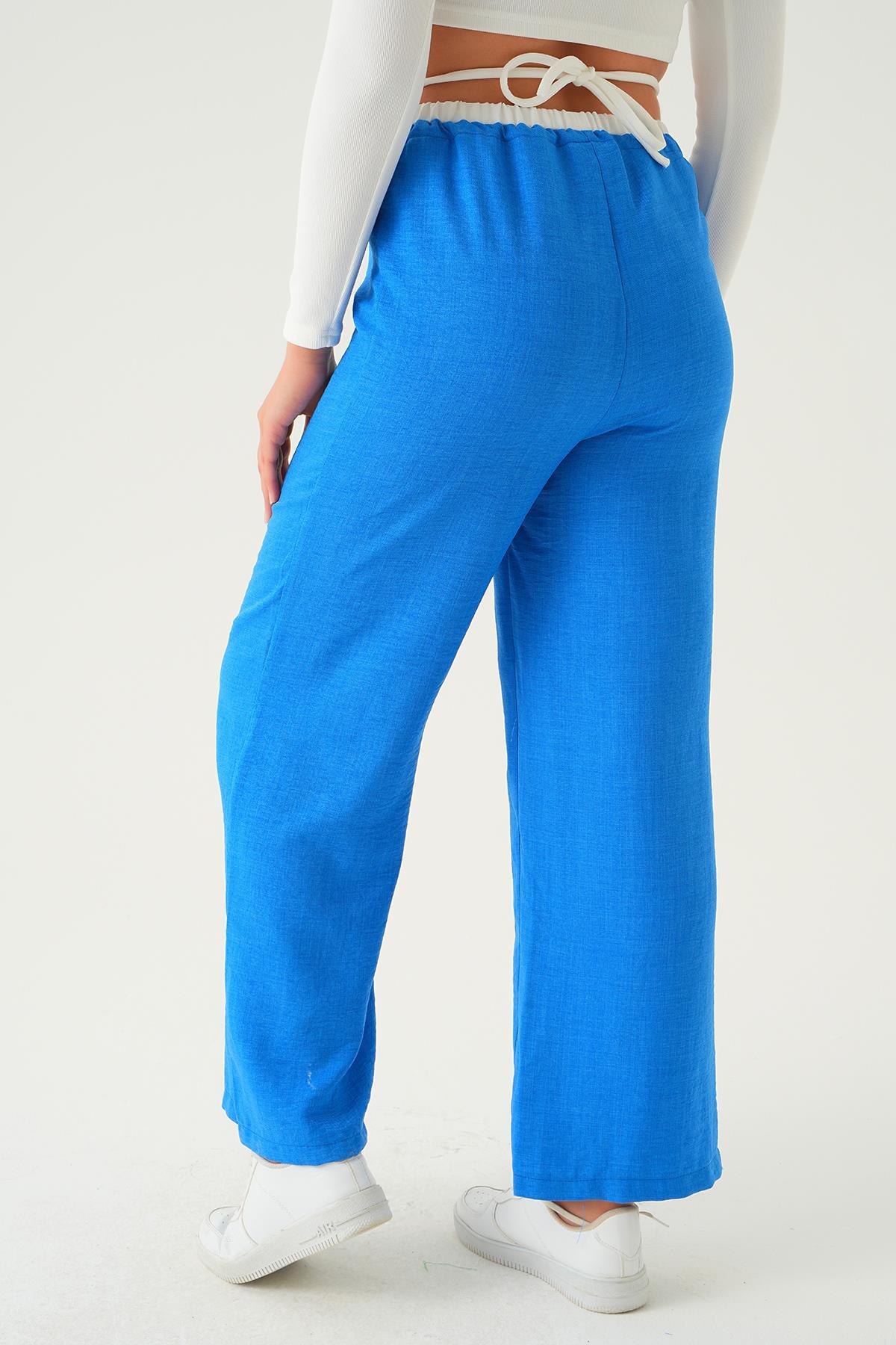 Mavi Bel Bağcık Detay Pantolon 4106A - 5