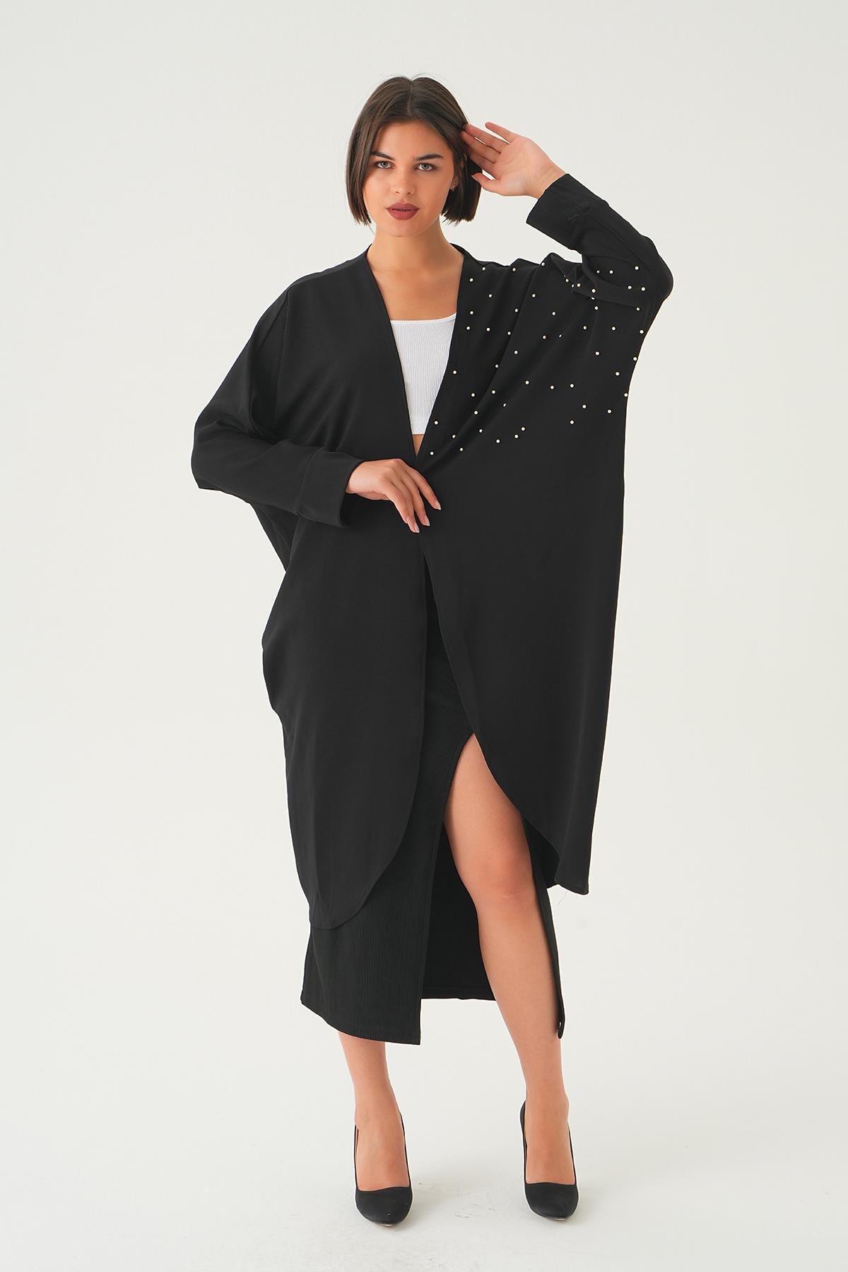 4107A Kol Ribanalı Kimono Siyah 