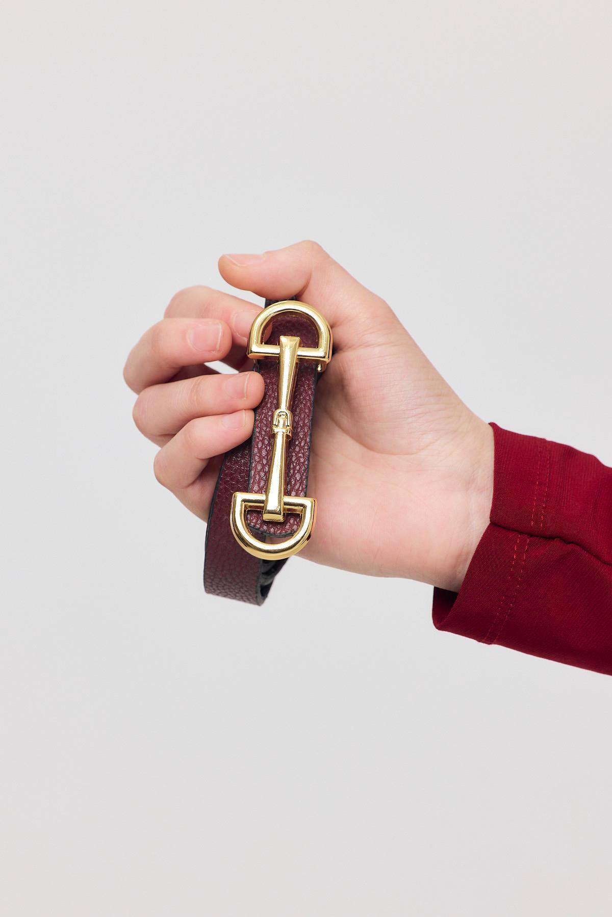 Bordo Uzun Tokalı Kemer 411 - 4