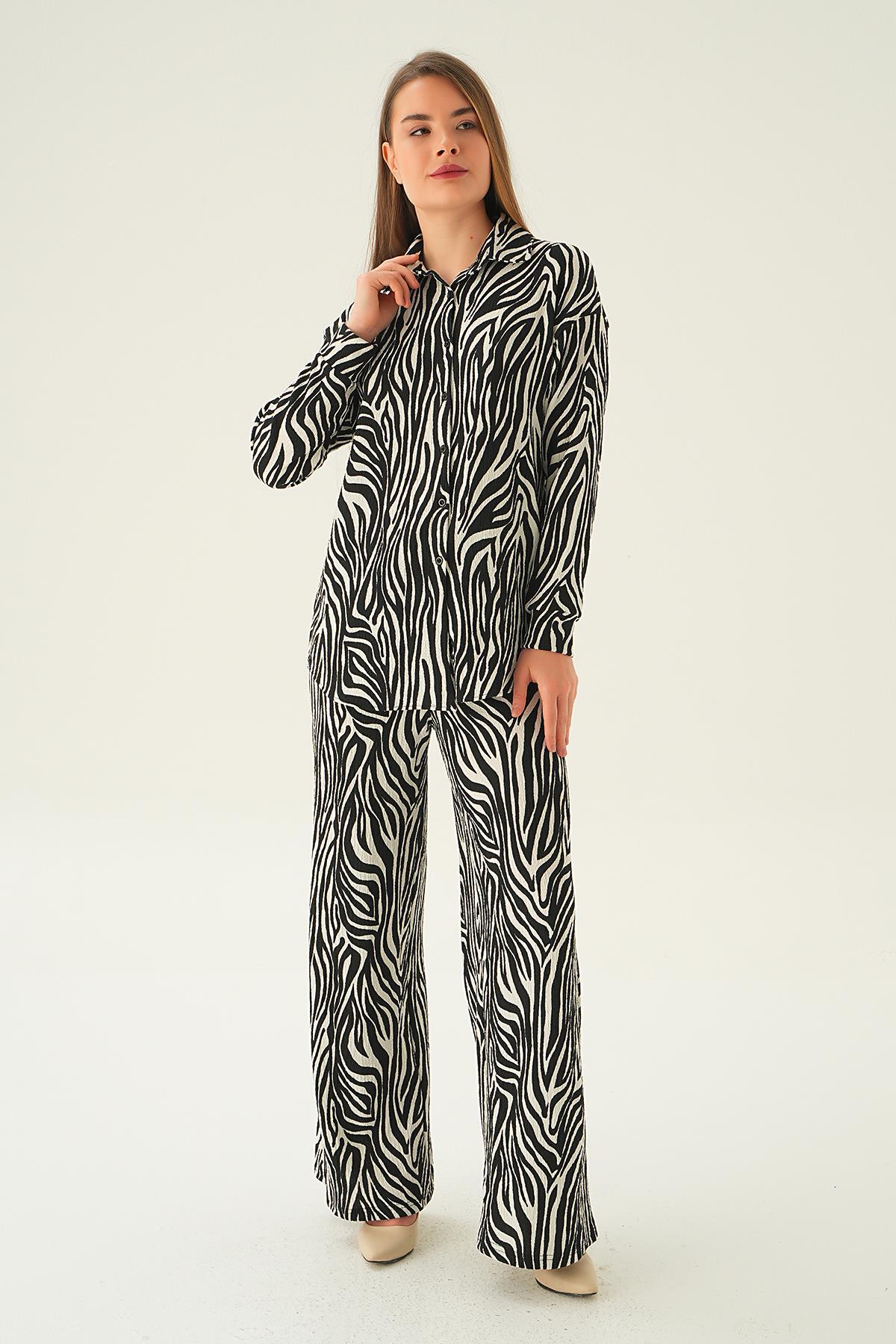 Siyah Zebra Desen Pantolon Takım 4115A - 2