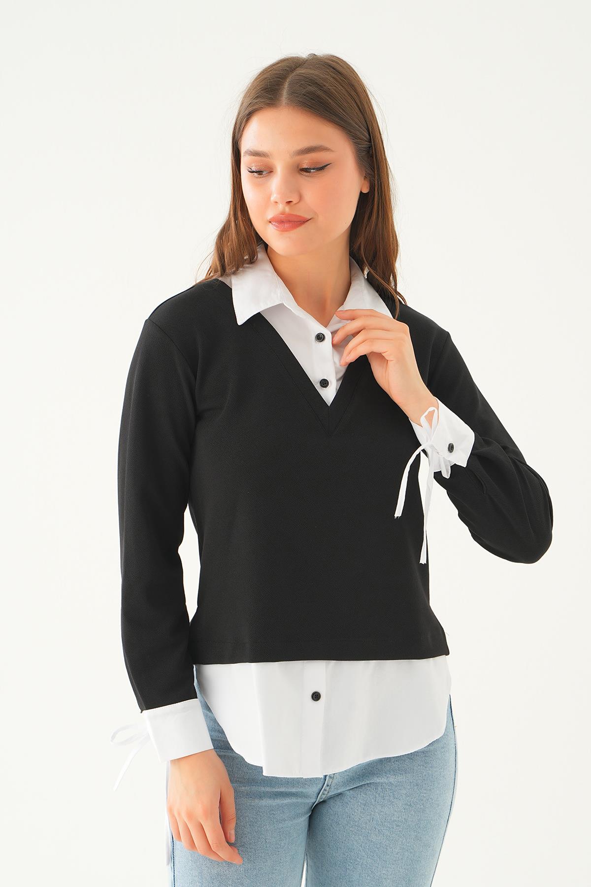 Siyah Gömlekli Bluz 4120A 
