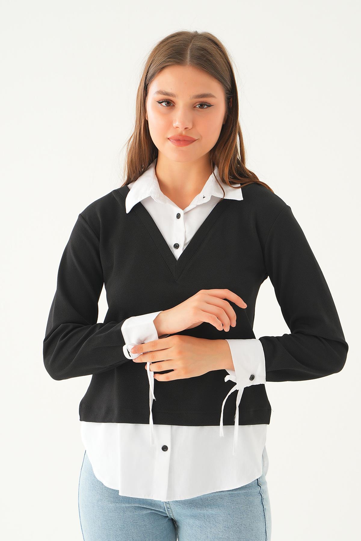 Siyah Gömlekli Bluz 4120A - 2