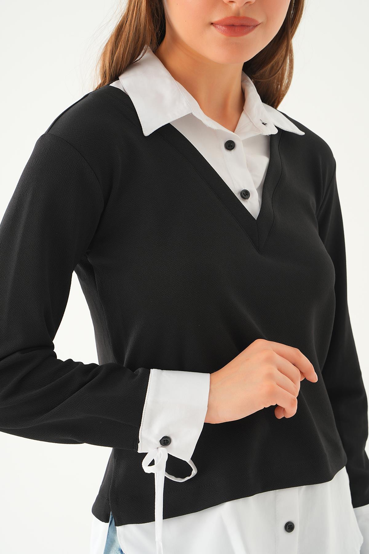 Siyah Gömlekli Bluz 4120A - 5