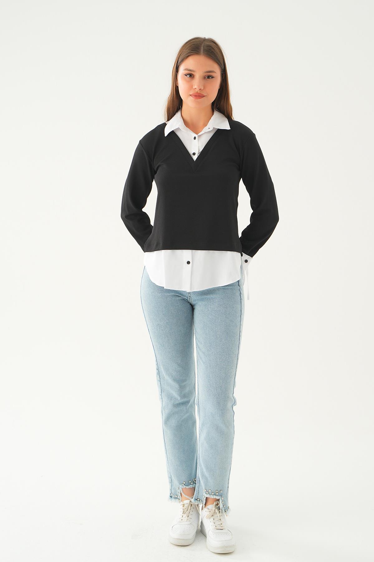 Siyah Gömlekli Bluz 4120A - 6