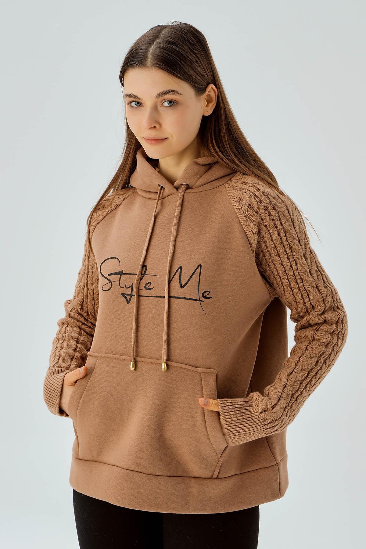 Bisküvi Kanguru Cep Kol Detay Sweat 4125 - 1