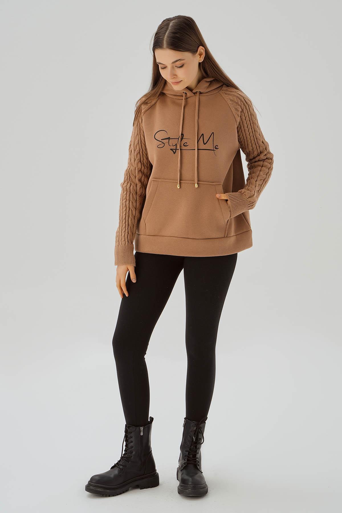 Bisküvi Kanguru Cep Kol Detay Sweat 4125 - 3