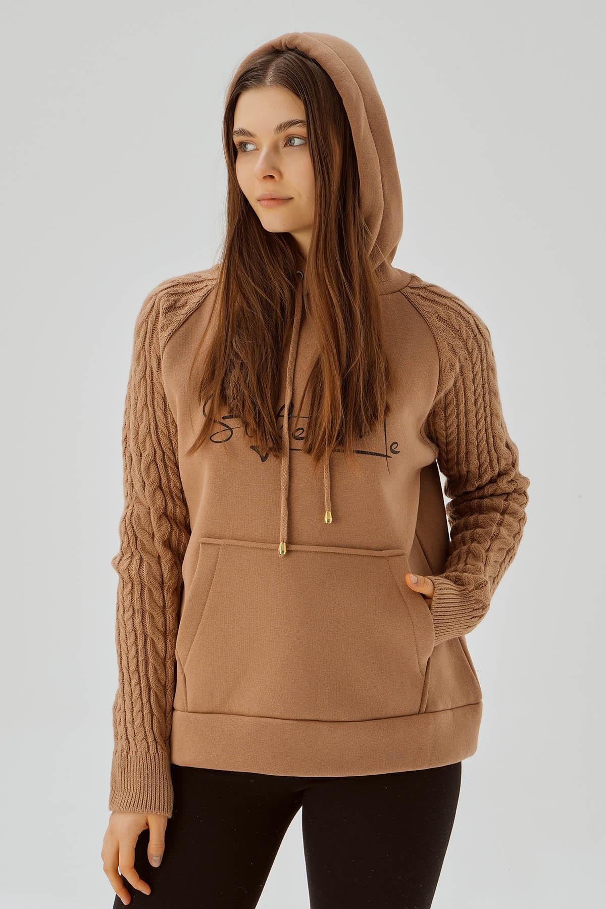 Bisküvi Kanguru Cep Kol Detay Sweat 4125 - 4