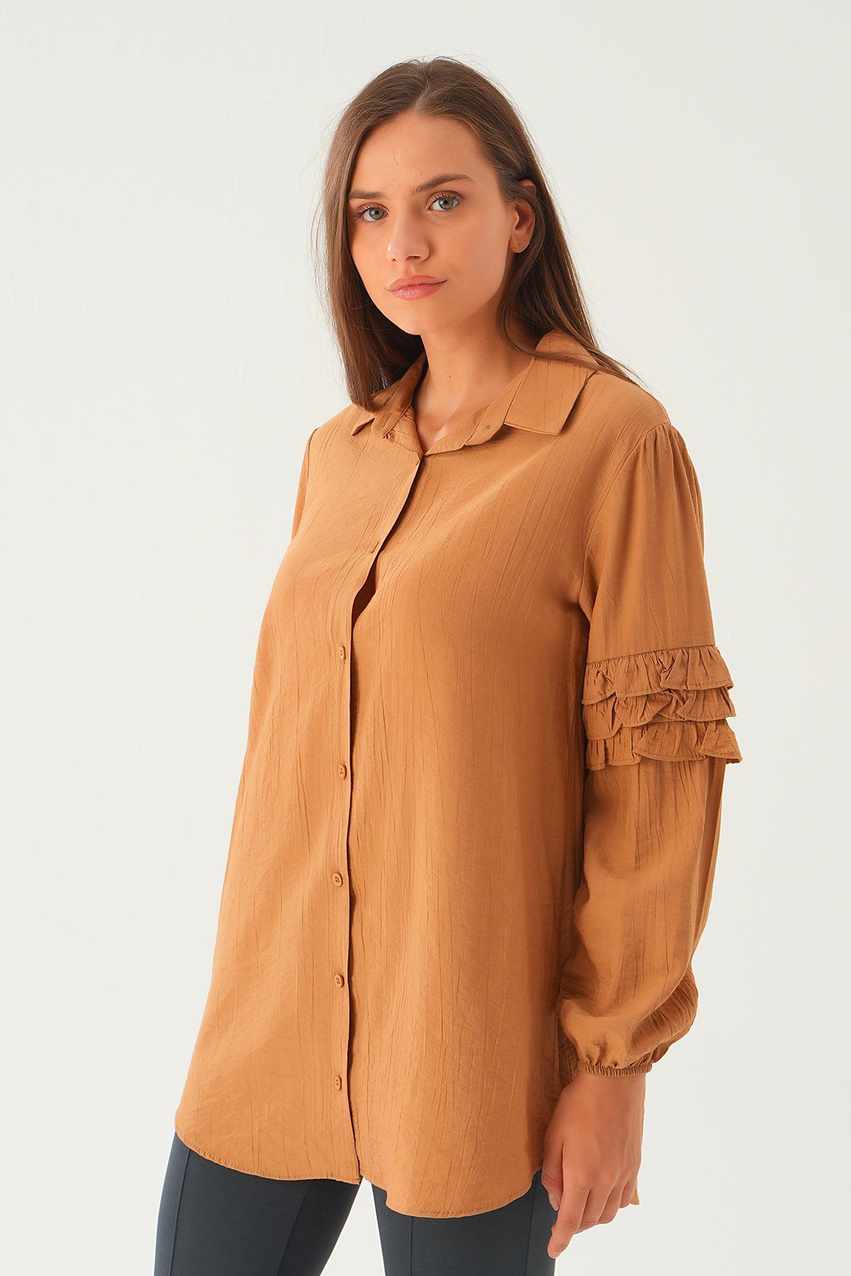 Bisküvi Kol Fırfırlı Uzun Tunik 4136A - 3