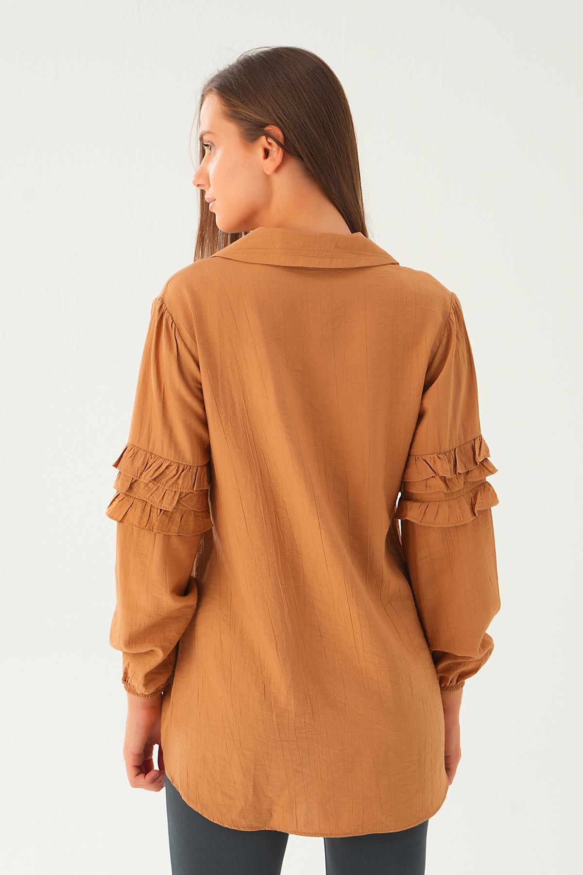 Bisküvi Kol Fırfırlı Uzun Tunik 4136A - 5