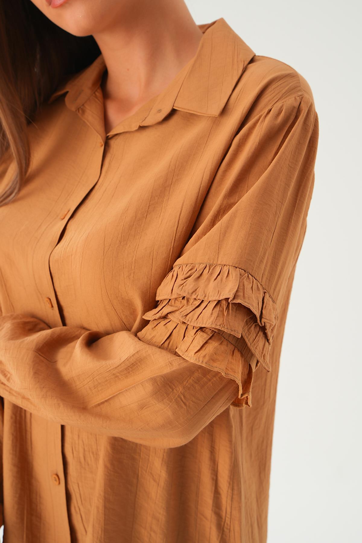 Bisküvi Kol Fırfırlı Uzun Tunik 4136A - 6