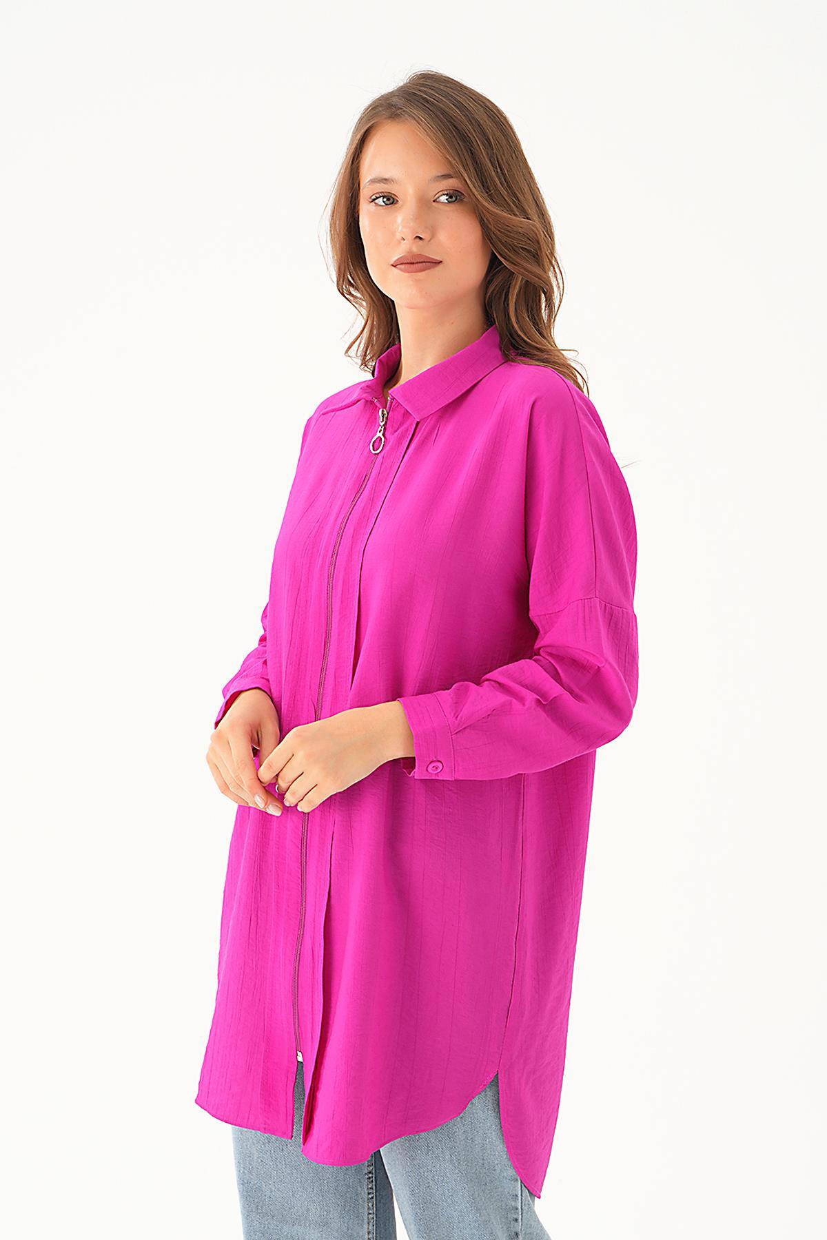 Fuşya Fermuar Detay Tunik 4139A - 3