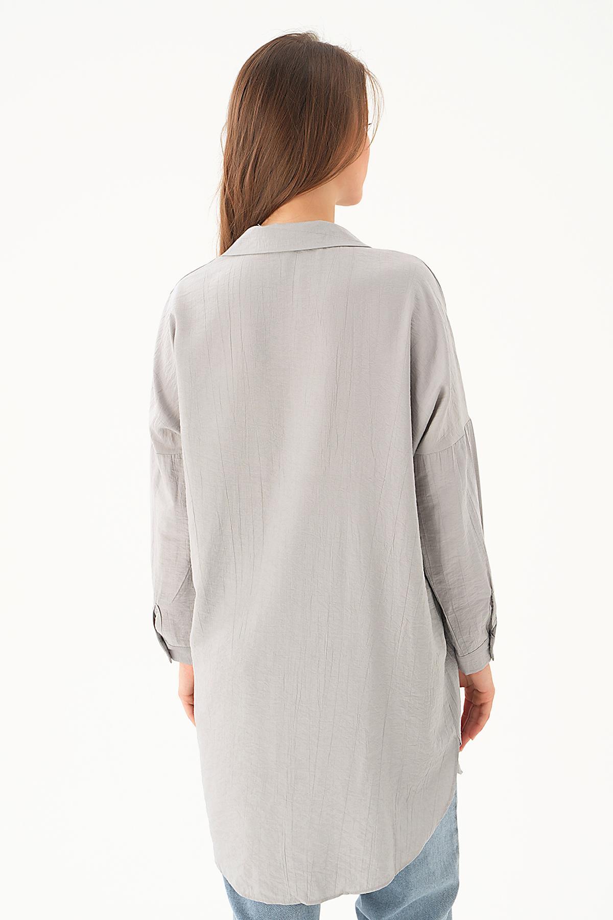 Gri Fermuar Detay Tunik 4139A - 5