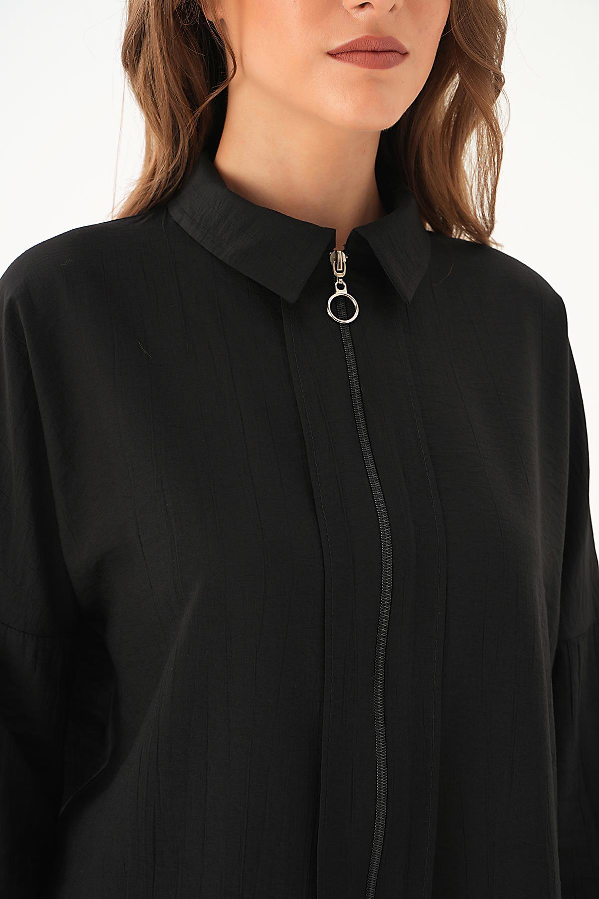 Siyah Fermuar Detay Tunik 4139A - 5