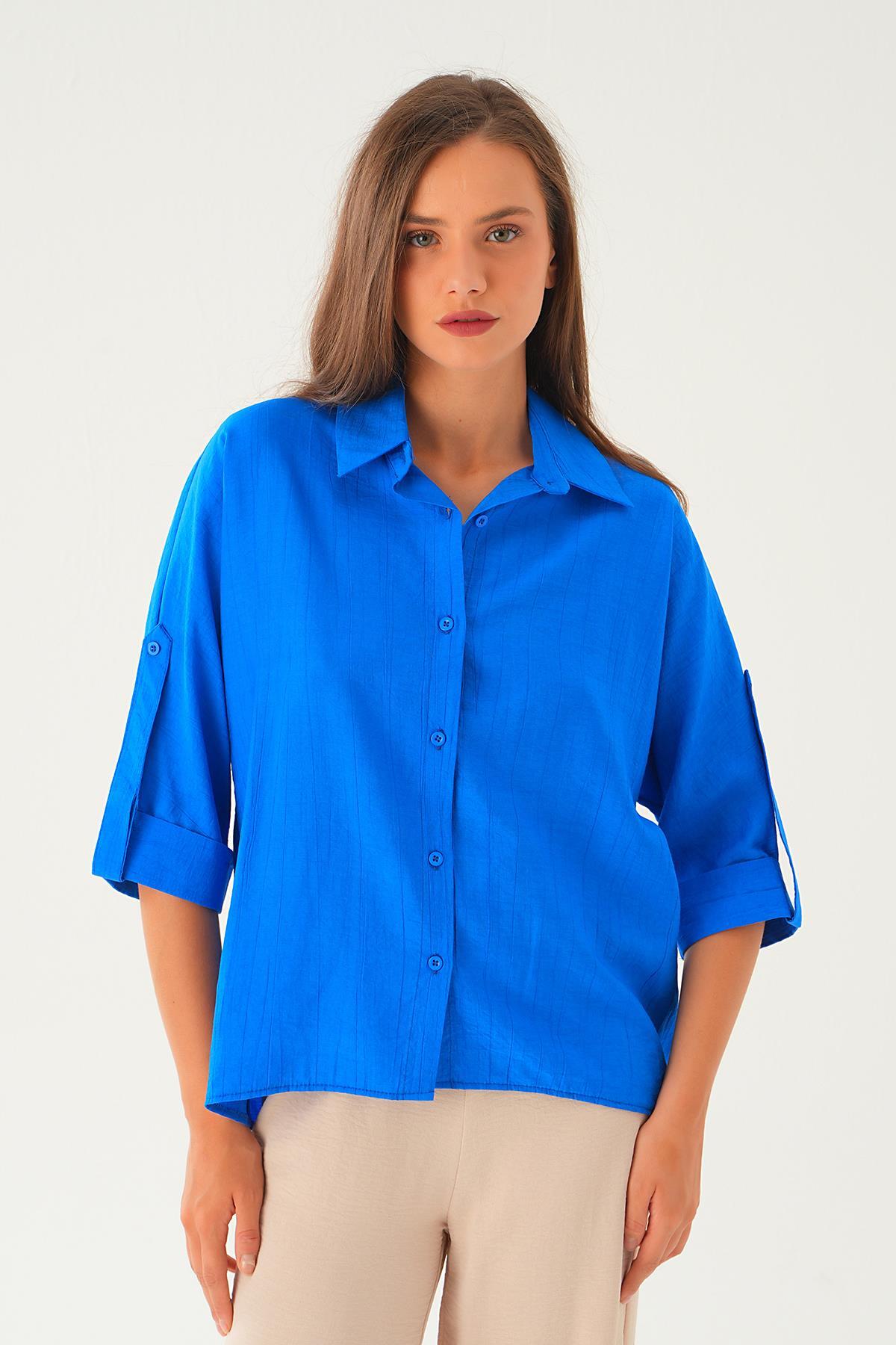 Saks Kol Katlamalı Gömlek 4157A - 6