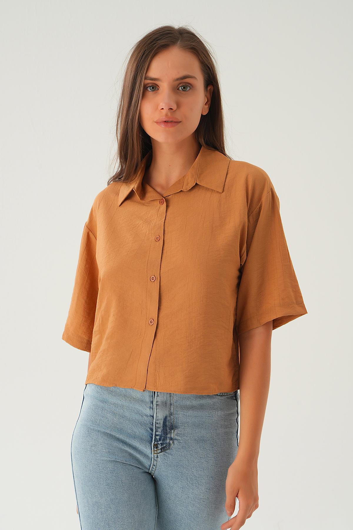 Bisküvi Oversize Kısa Gömlek 4159A - 3