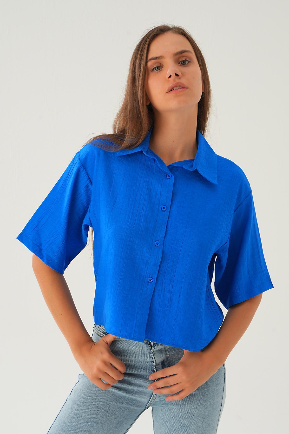 Saks Oversize Kısa Gömlek 4159A - 3