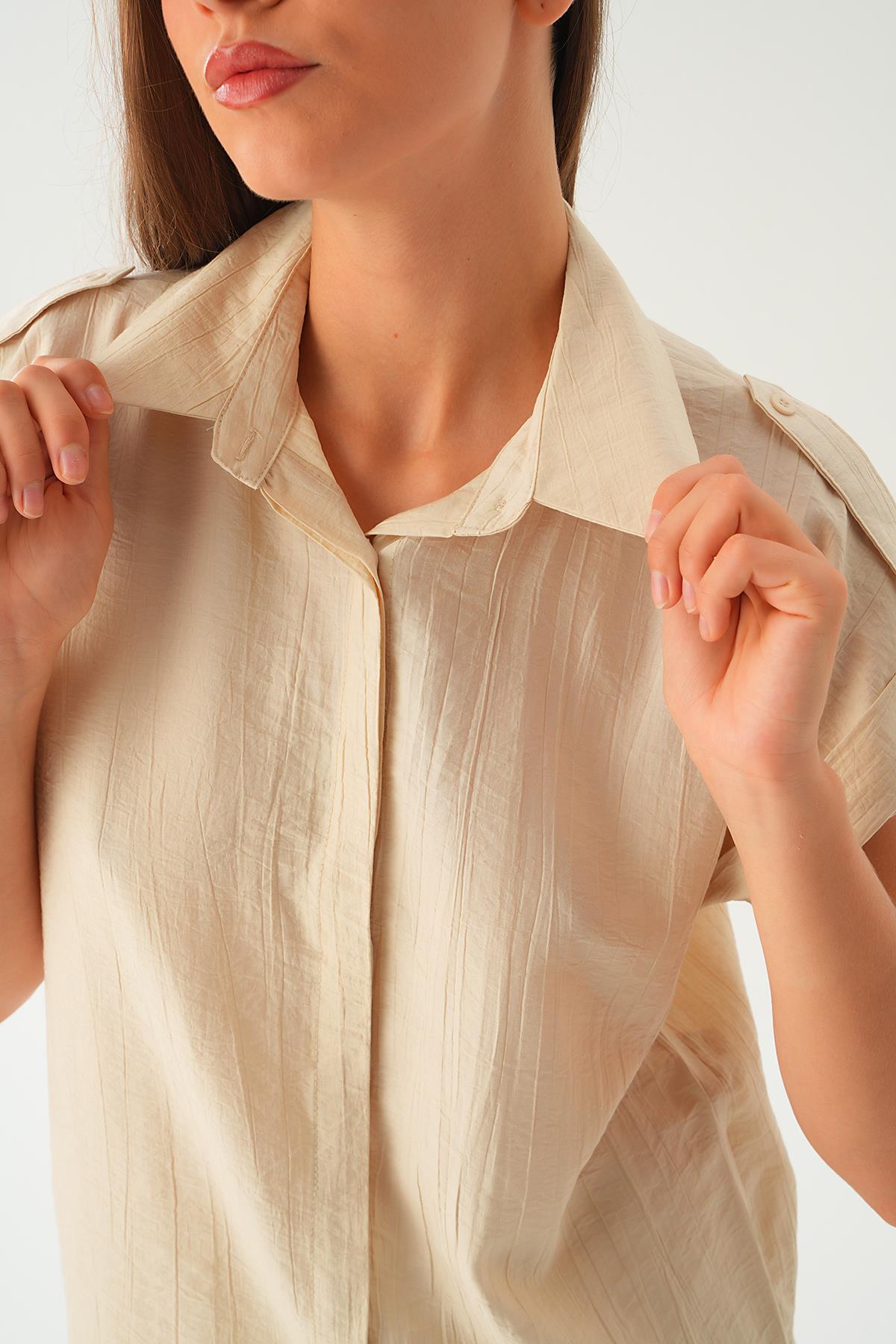 Bej Kısa Kol Gömlek 4160A - 6