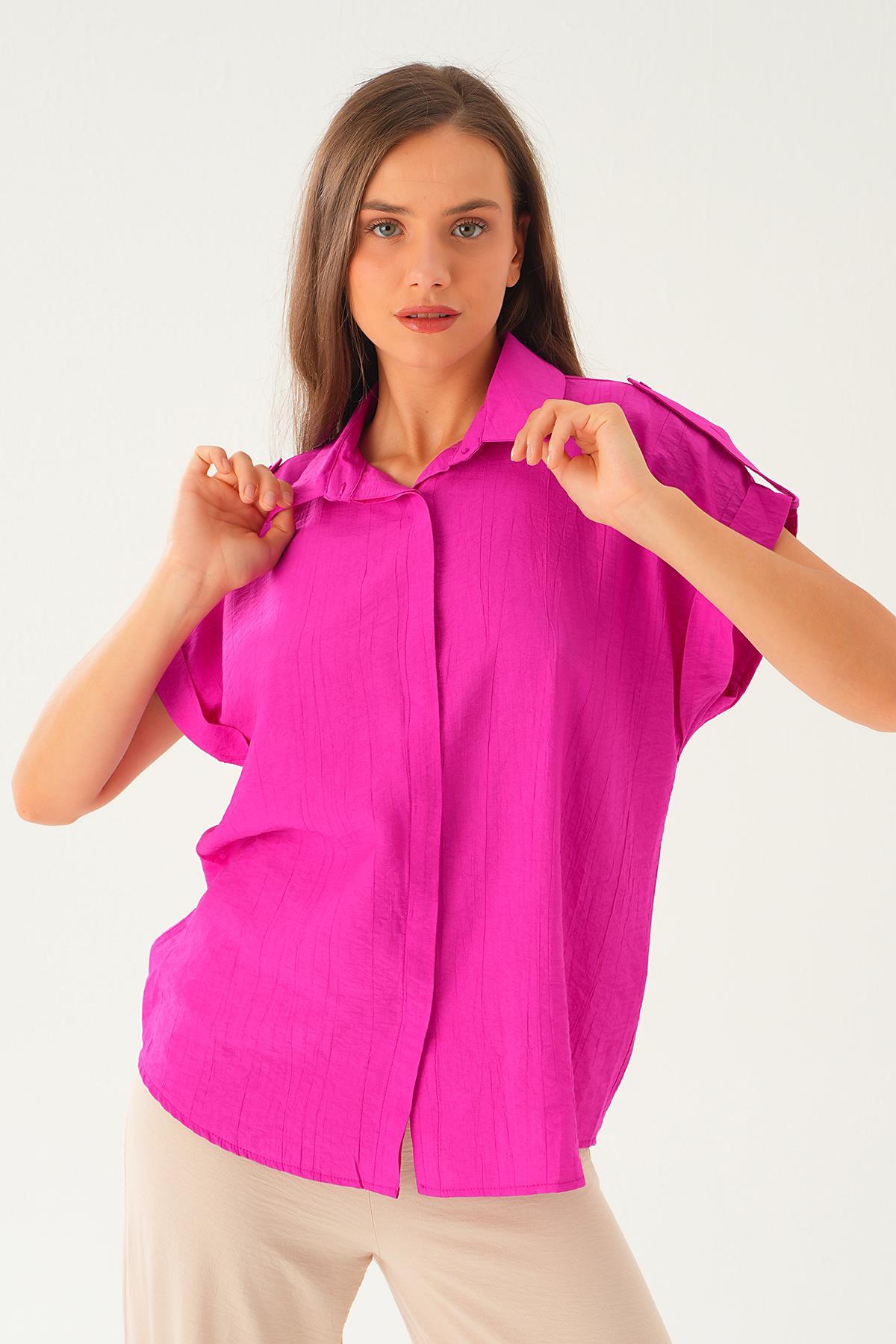 Fuşya Kısa Kol Gömlek 4160A 