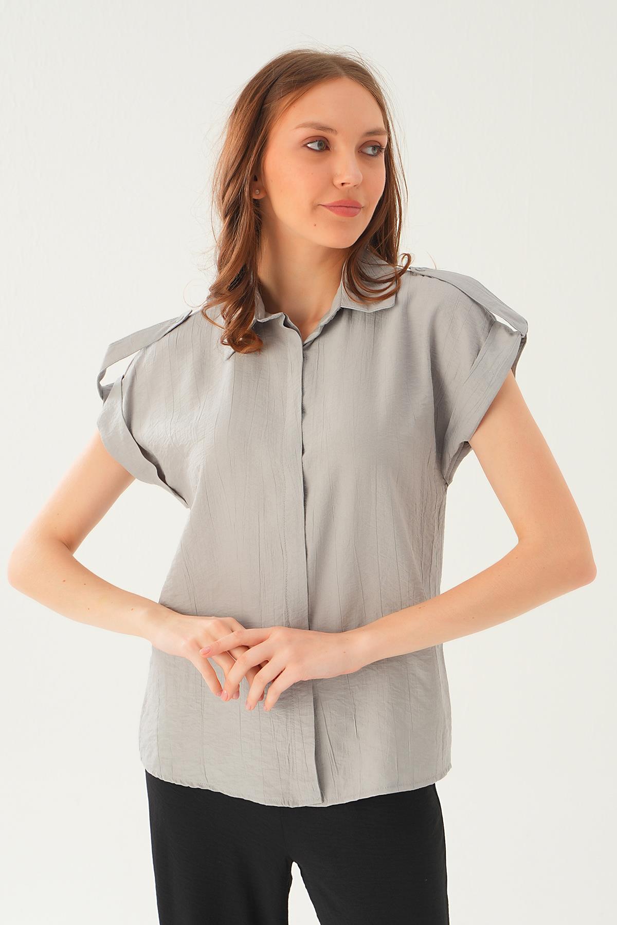 Gri Kısa Kol Gömlek 4160A - 2