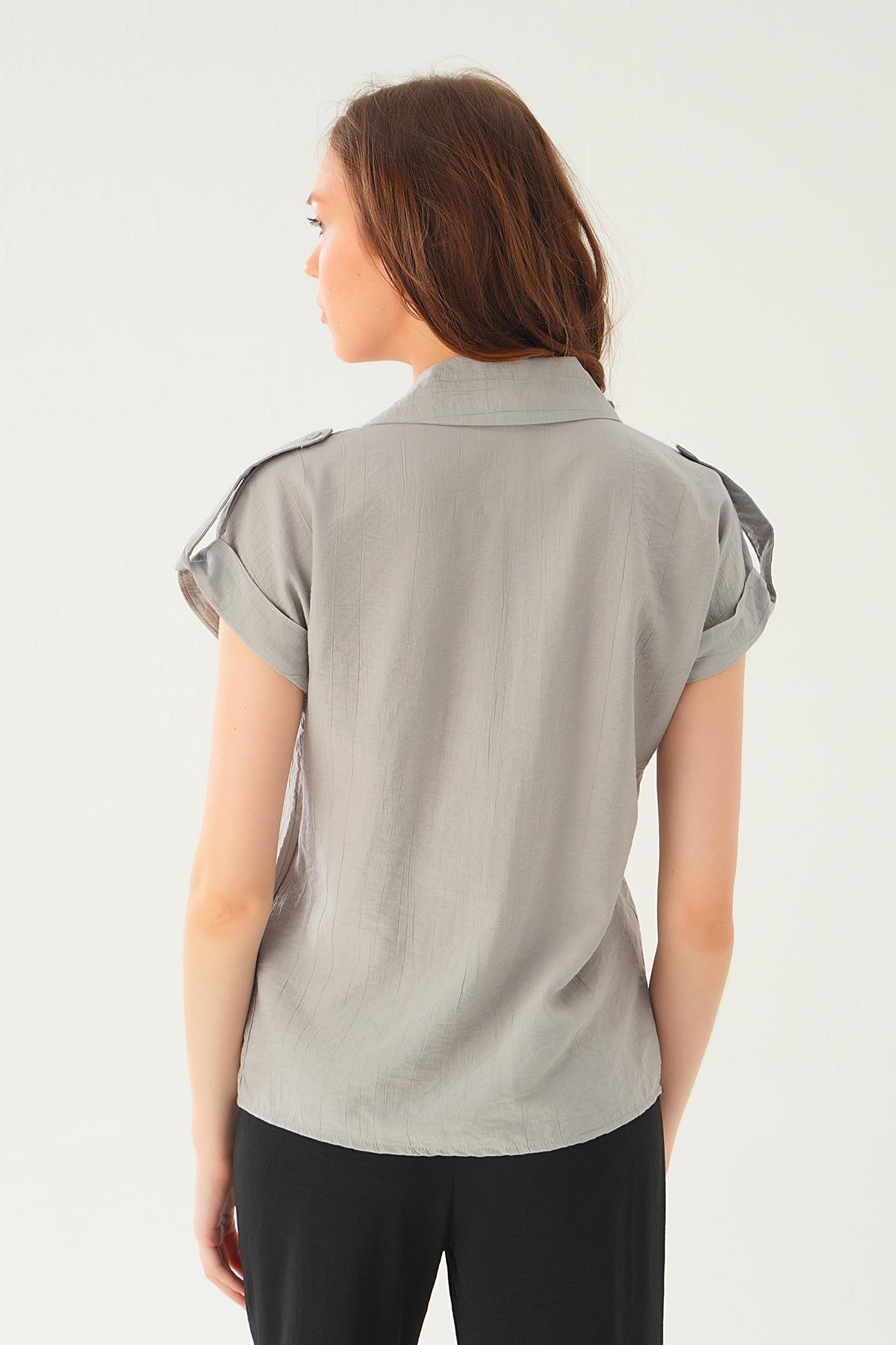 Gri Kısa Kol Gömlek 4160A - 4