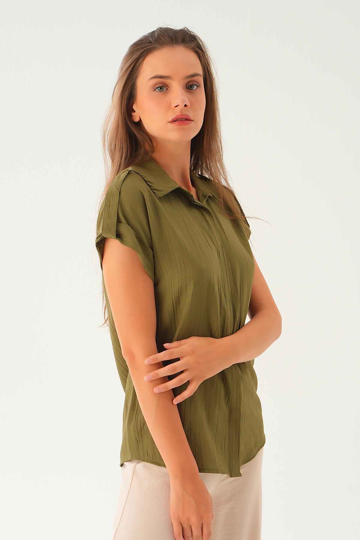 Haki Kısa Kol Gömlek 4160A - 3