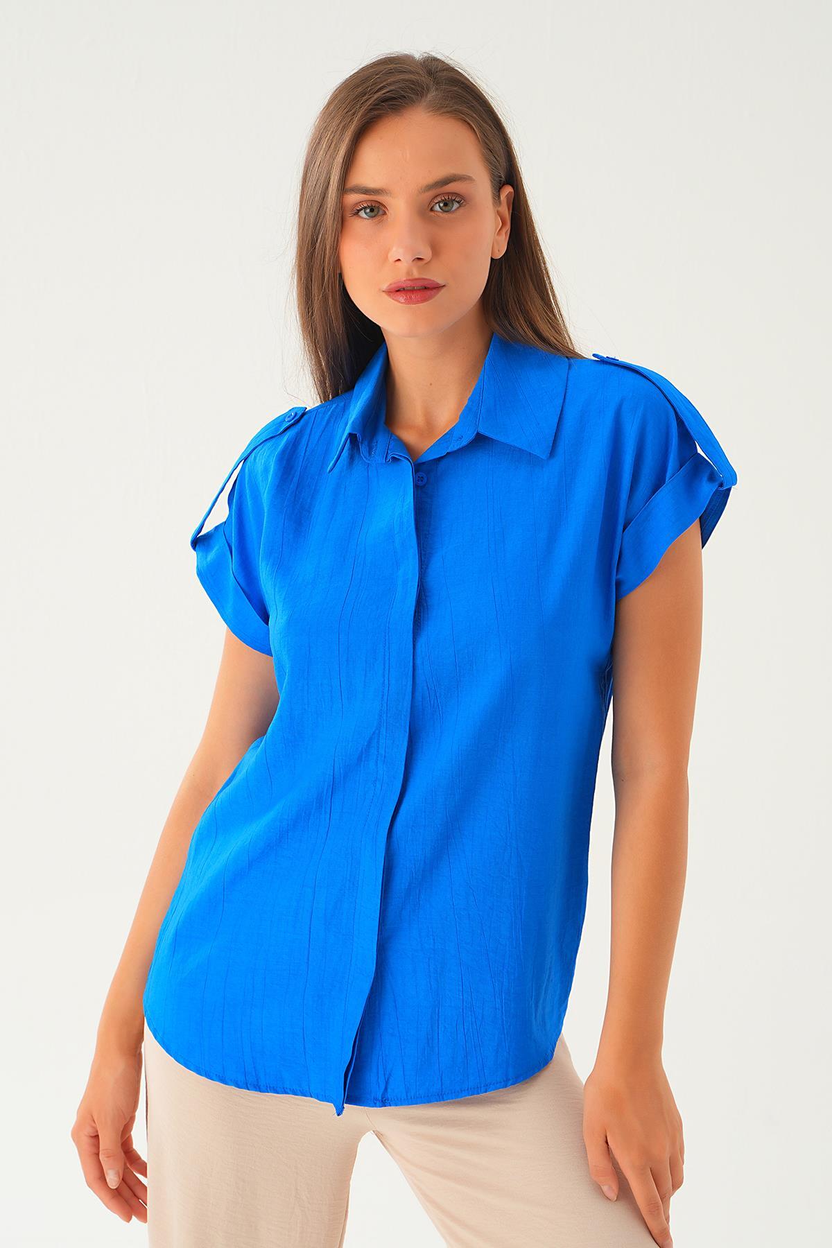 4160A Sıfır Kol Tunik Saks 