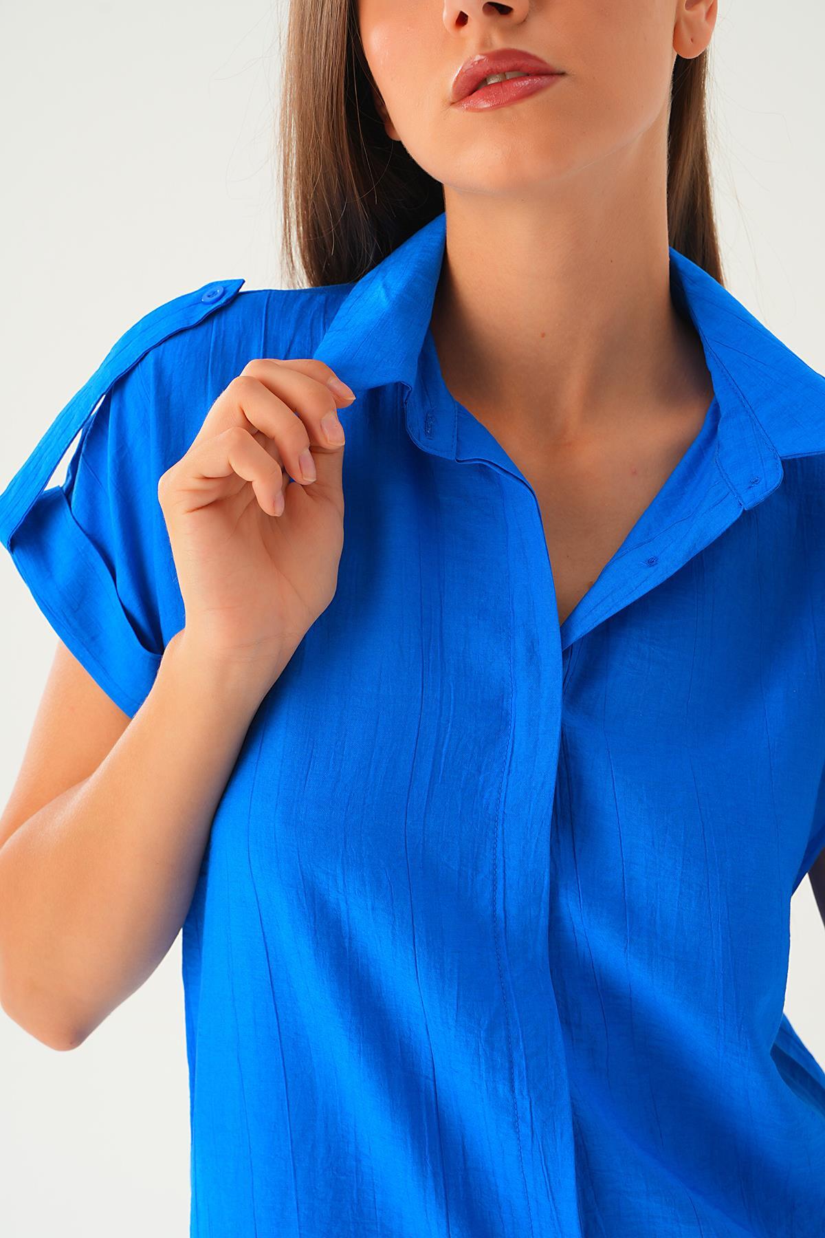 Saks Kısa Kol Gömlek 4160A - 6