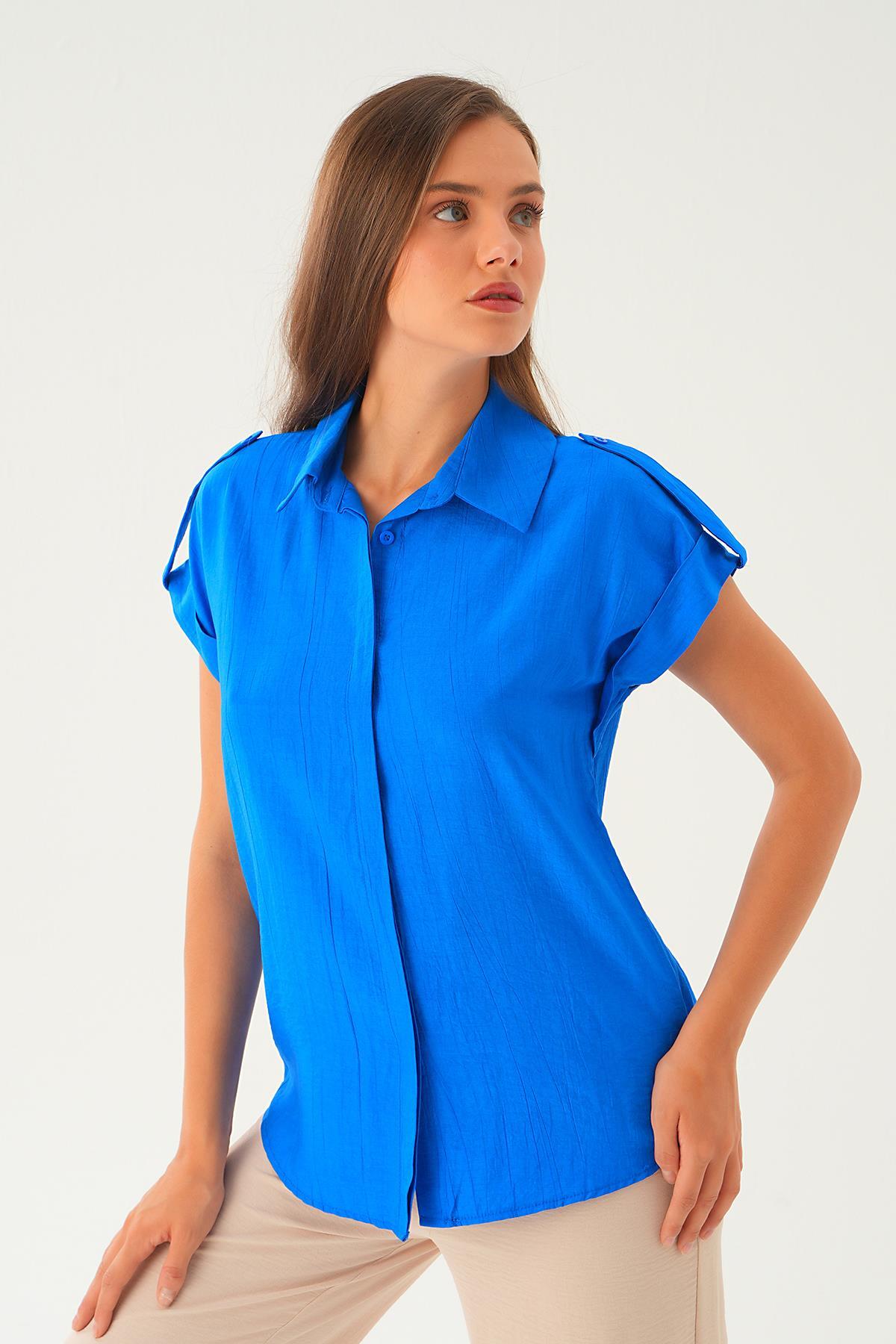 Saks Kısa Kol Gömlek 4160A - 4