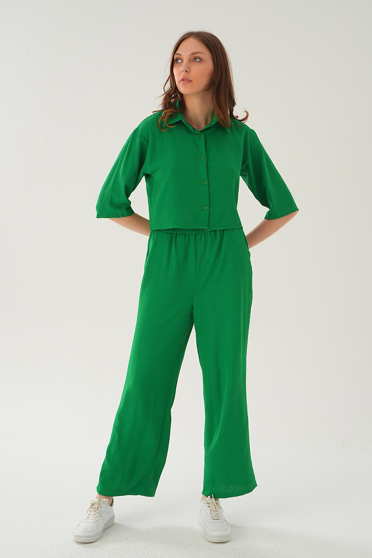 Benetton Yeşili Gömlek Detay Pantolon Takım 4161A - 3