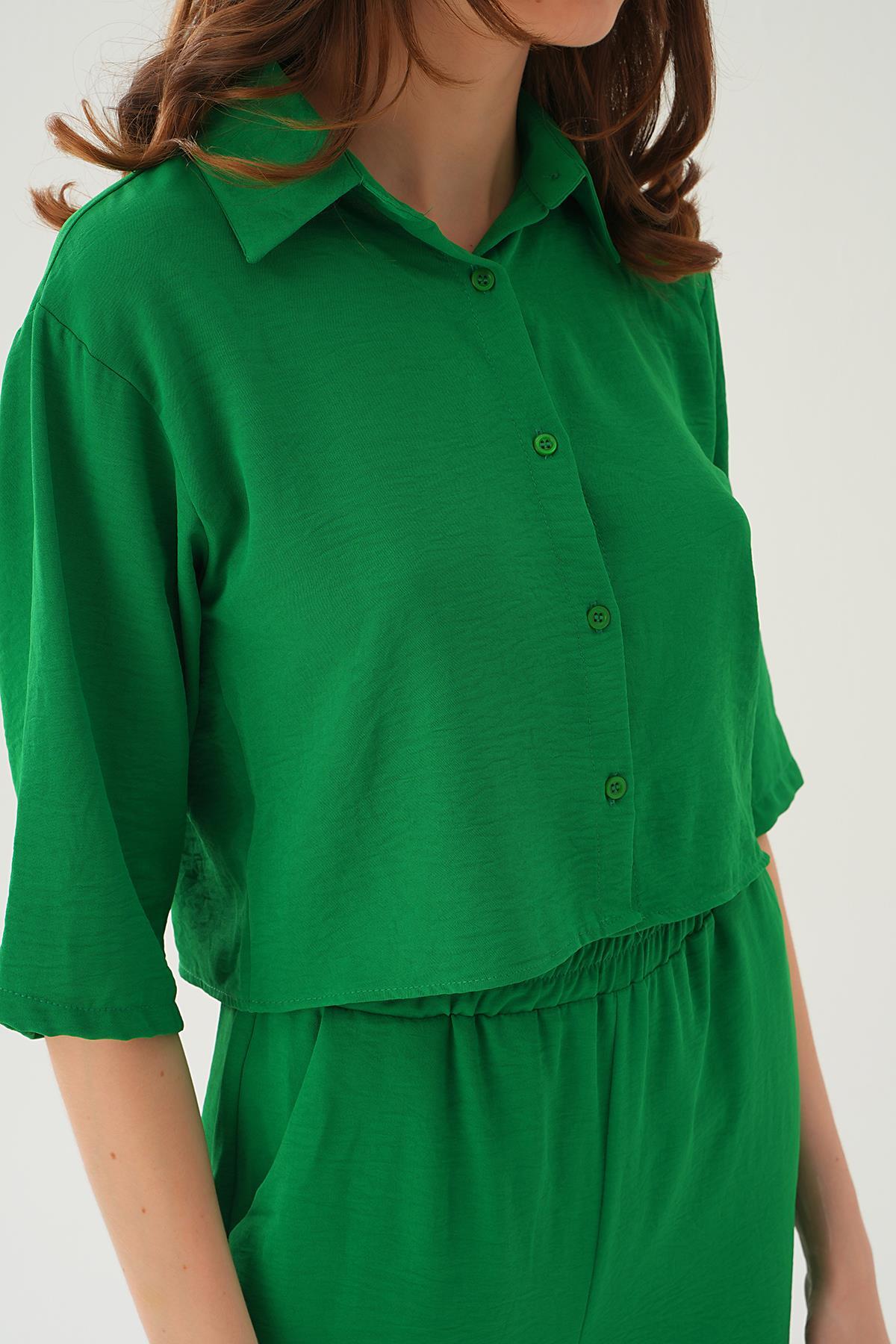 Benetton Yeşili Gömlek Detay Pantolon Takım 4161A - 6