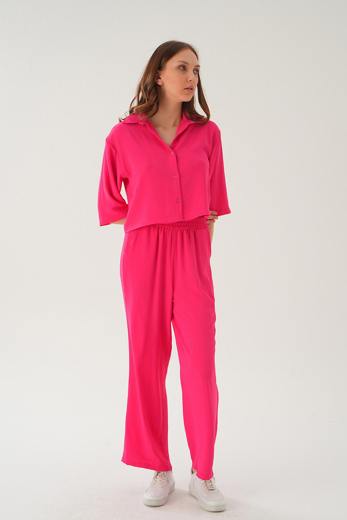 Fuşya Gömlek Detay Pantolon Takım 4161A - 2