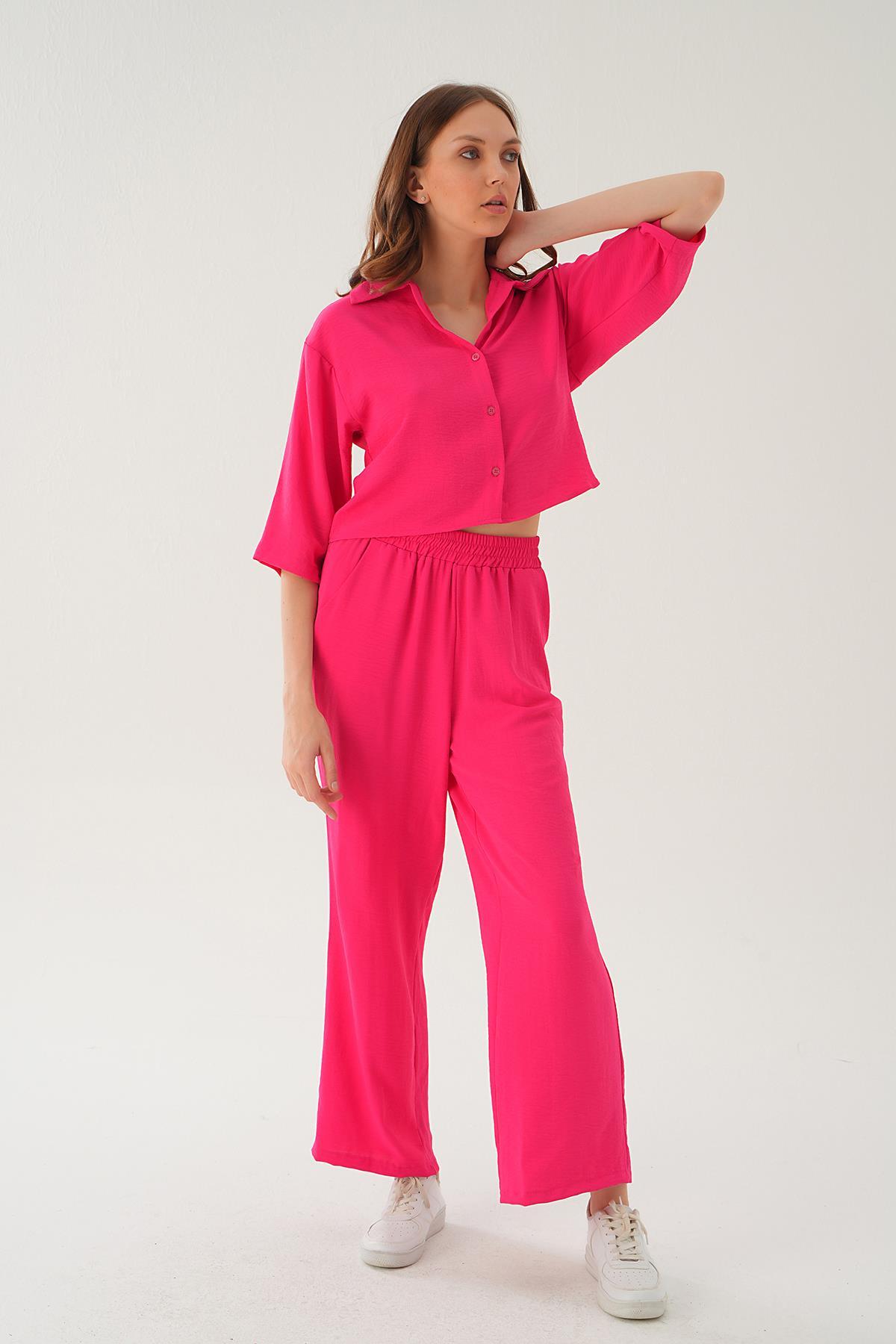 Fuşya Gömlek Detay Pantolon Takım 4161A - 3