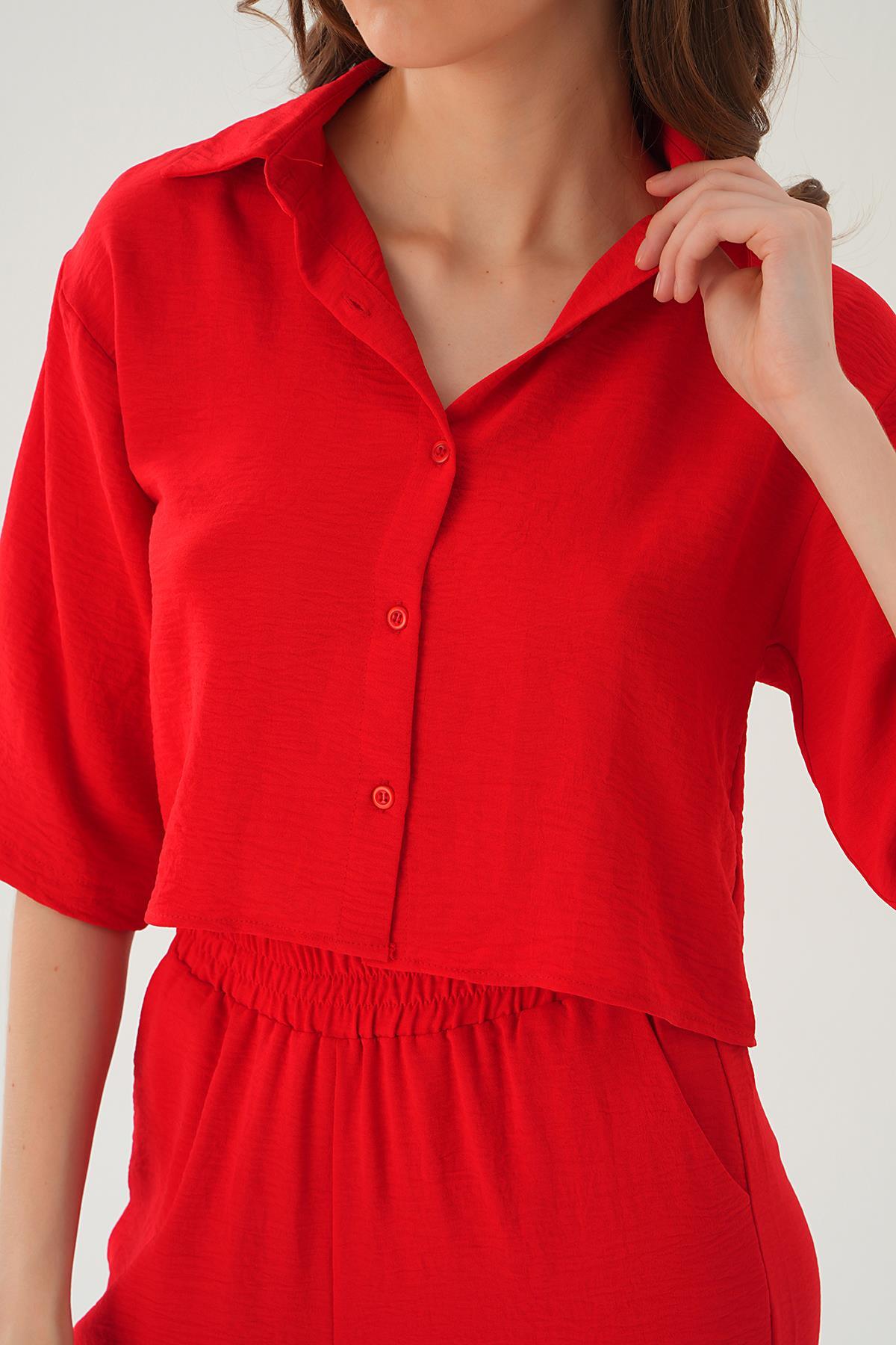 Kırmızı Gömlek Detay Pantolon Takım 4161A - 4