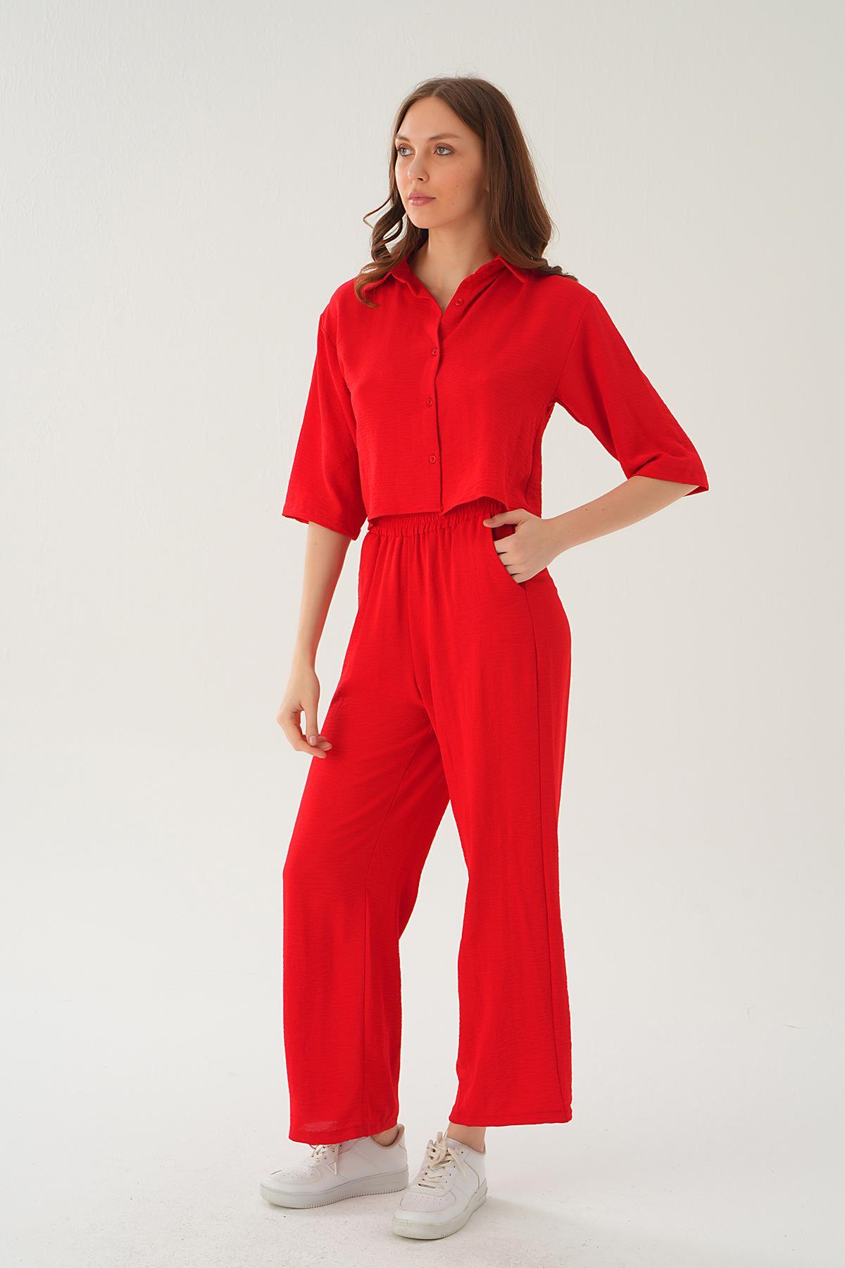 Kırmızı Gömlek Detay Pantolon Takım 4161A - 5