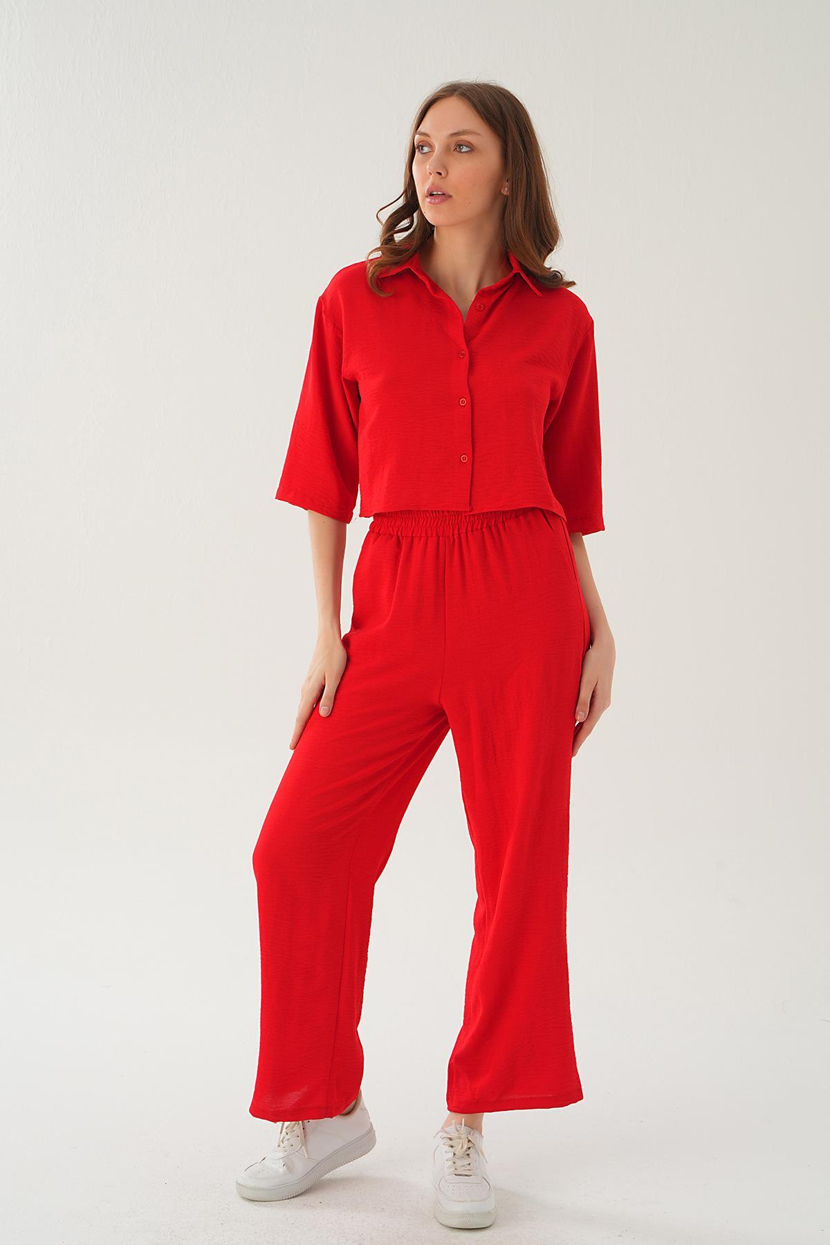 Kırmızı Gömlek Detay Pantolon Takım 4161A - 6