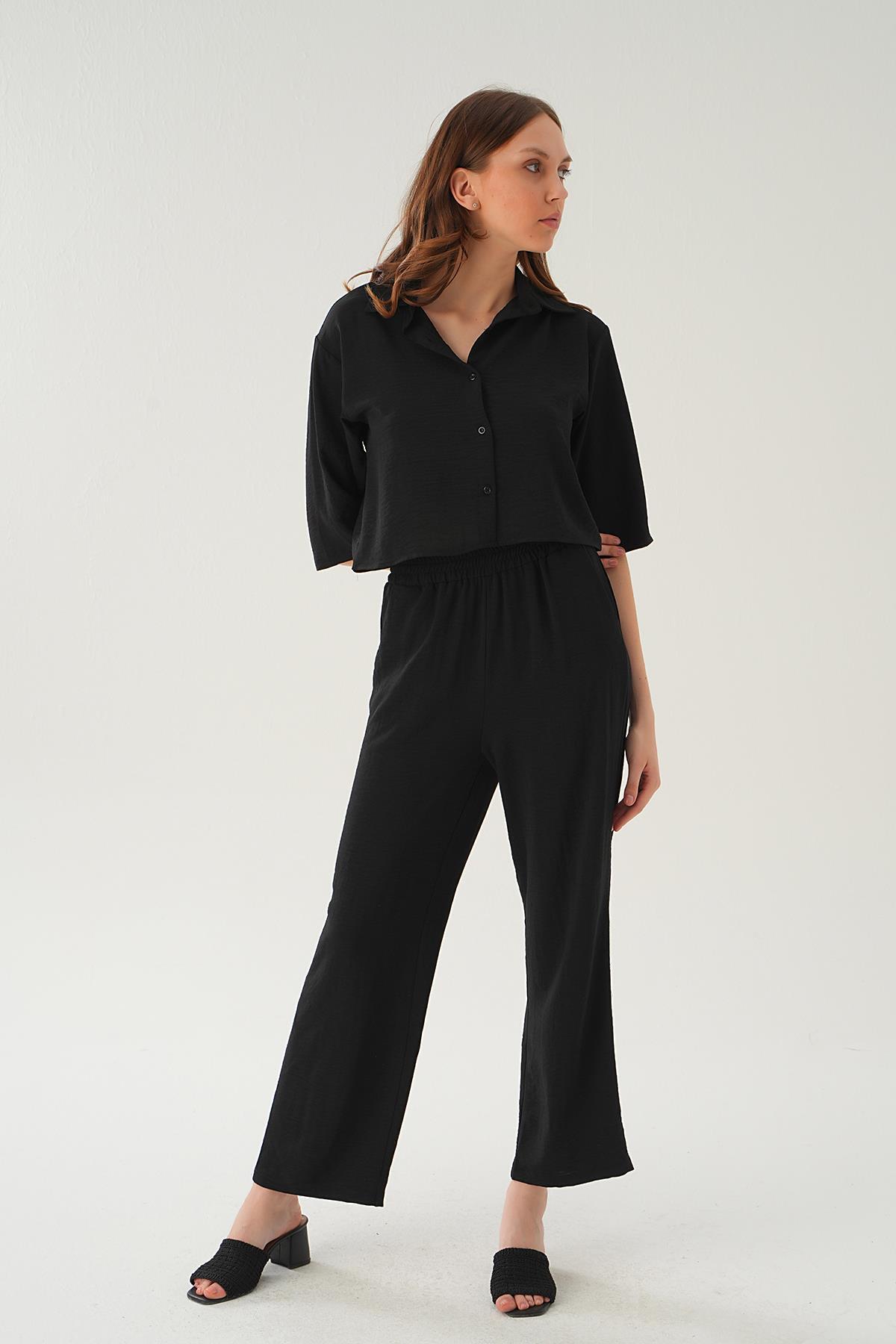 Siyah Gömlek Detay Pantolon Takım 4161A - 2