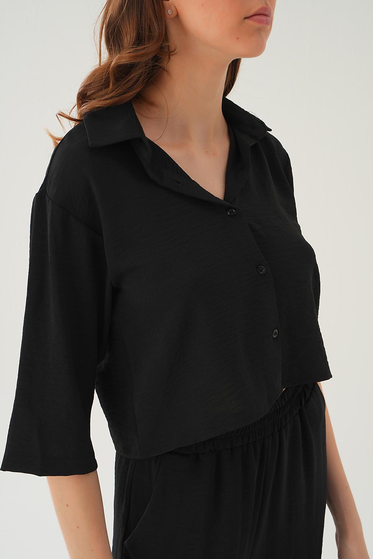 Siyah Gömlek Detay Pantolon Takım 4161A - 5