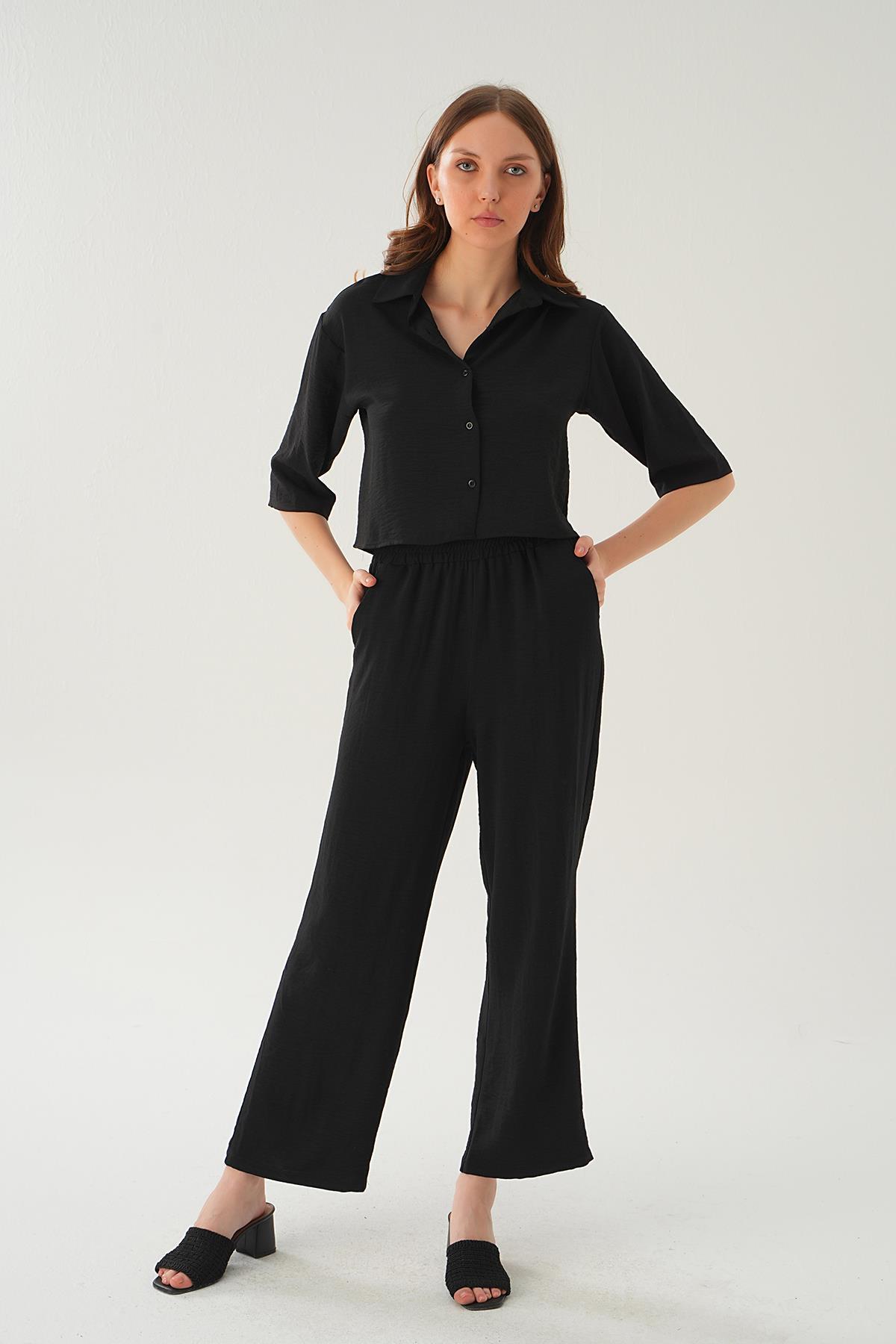 Siyah Gömlek Detay Pantolon Takım 4161A - 6