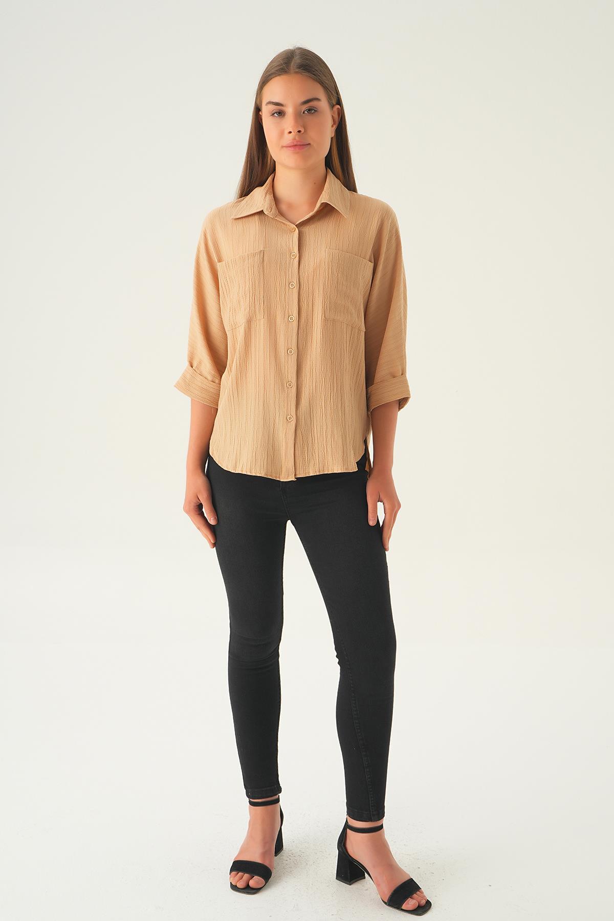 Vizon Kol Katlamalı Cepli Gömlek 4164A - 2