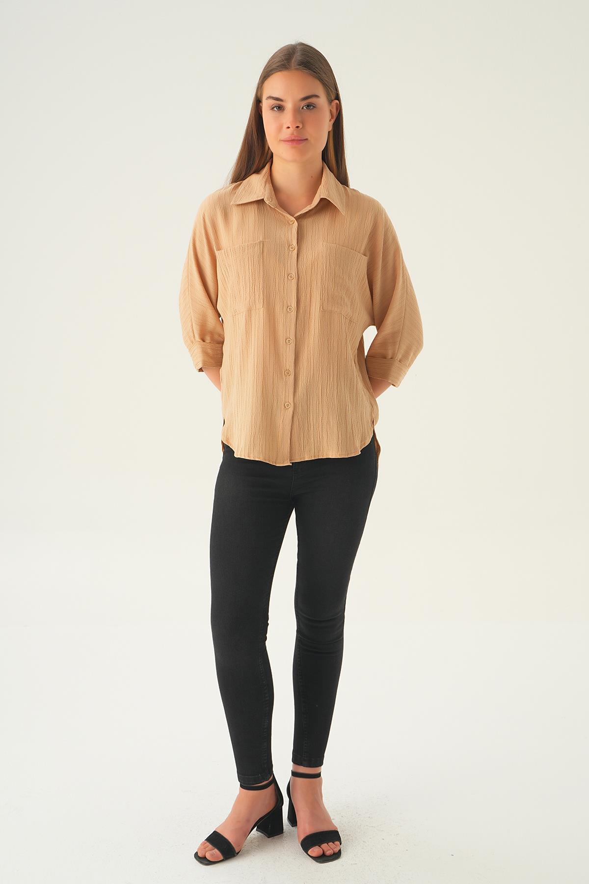 Vizon Kol Katlamalı Cepli Gömlek 4164A - 3