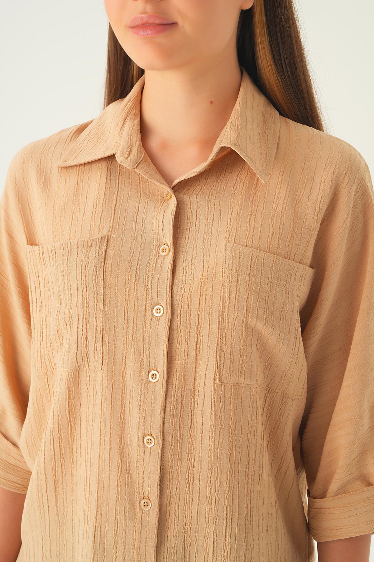 Vizon Kol Katlamalı Cepli Gömlek 4164A - 6