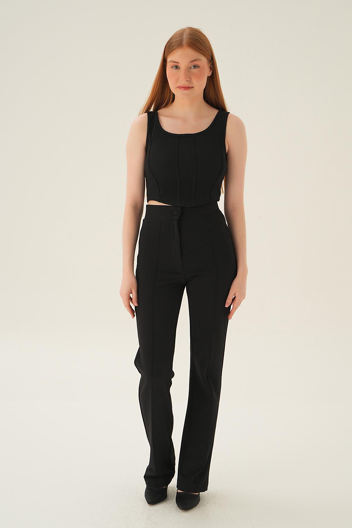 Siyah Çıma Detay Bluz 4168A - 5