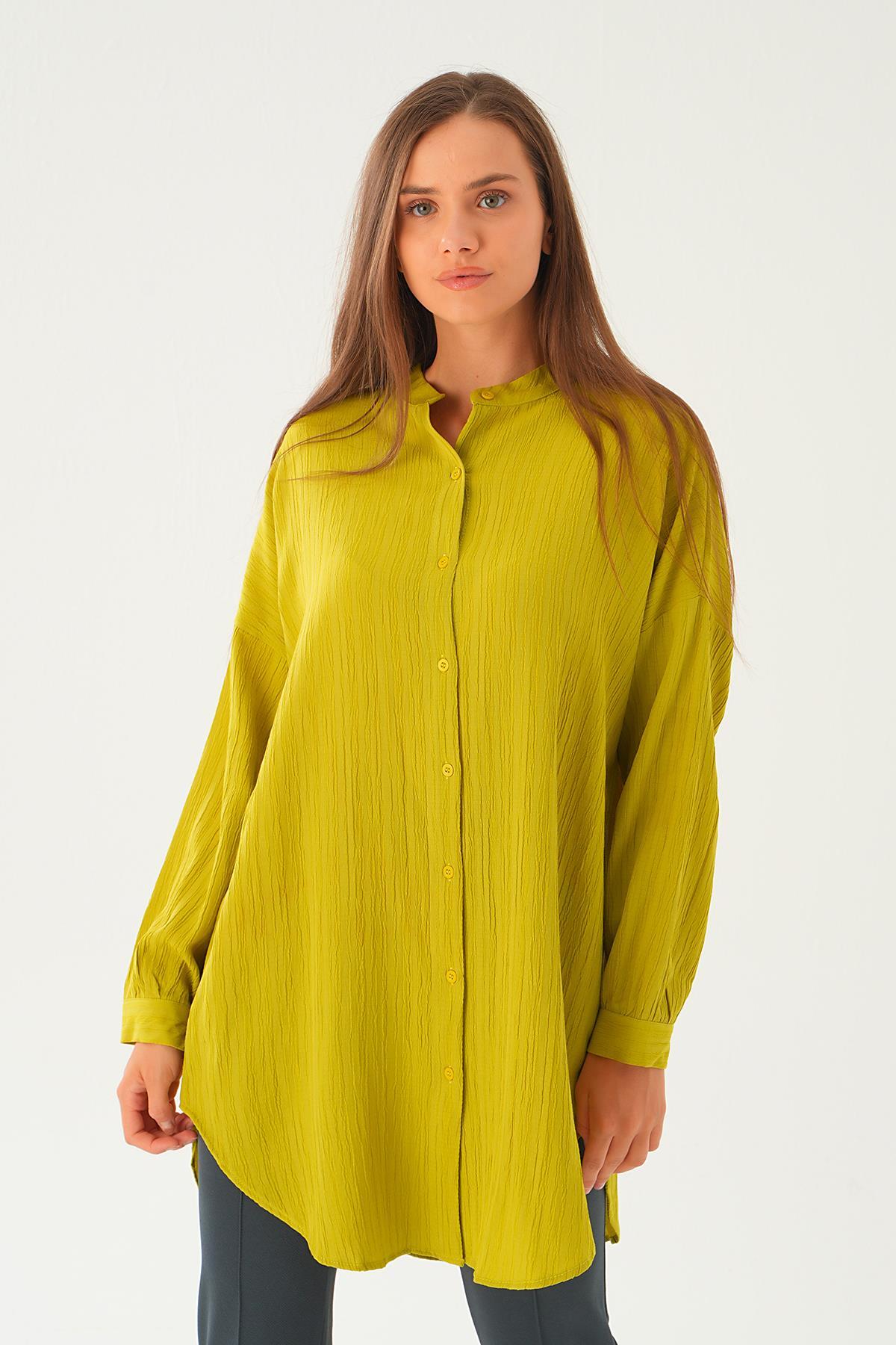 Yağ Yeşili Hakim Yaka Tunik 4172A - 1