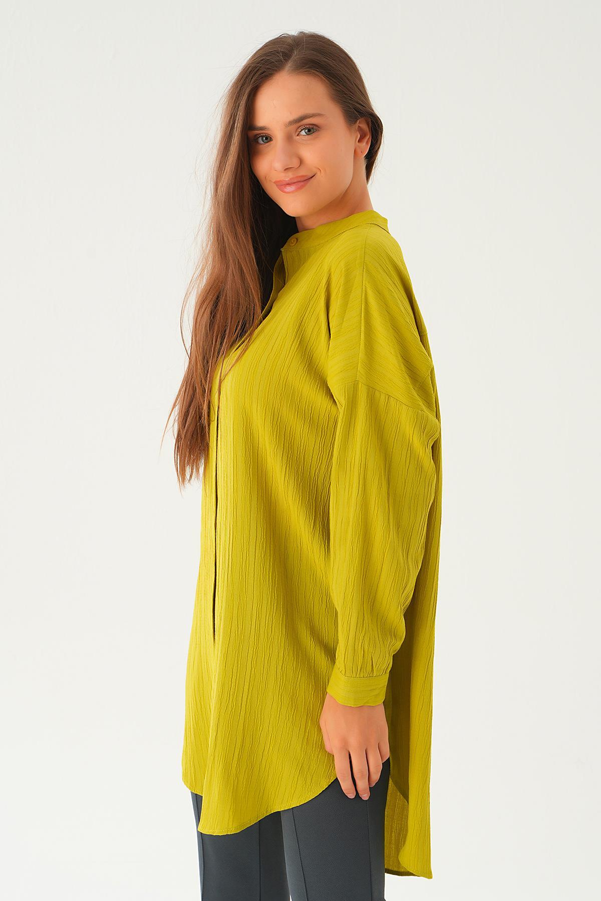 Yağ Yeşili Hakim Yaka Tunik 4172A - 4