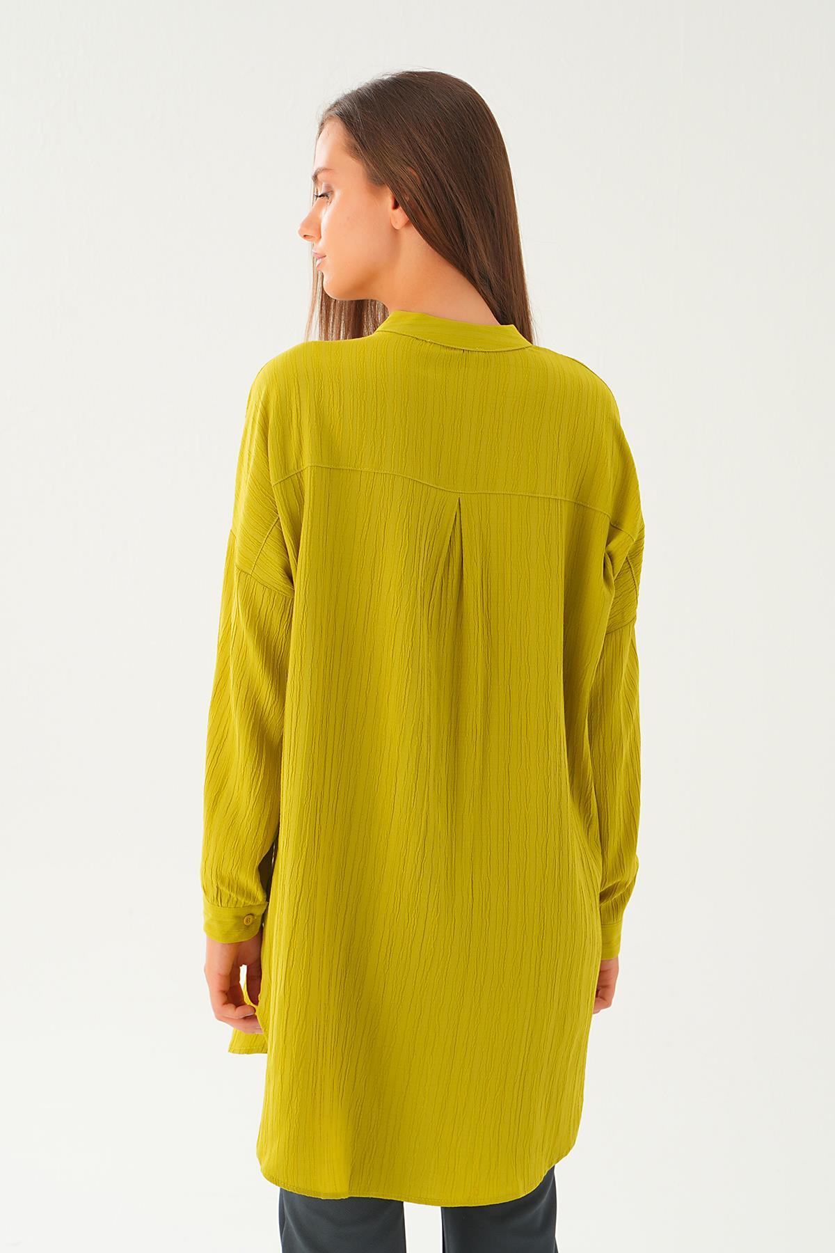 Yağ Yeşili Hakim Yaka Tunik 4172A - 5