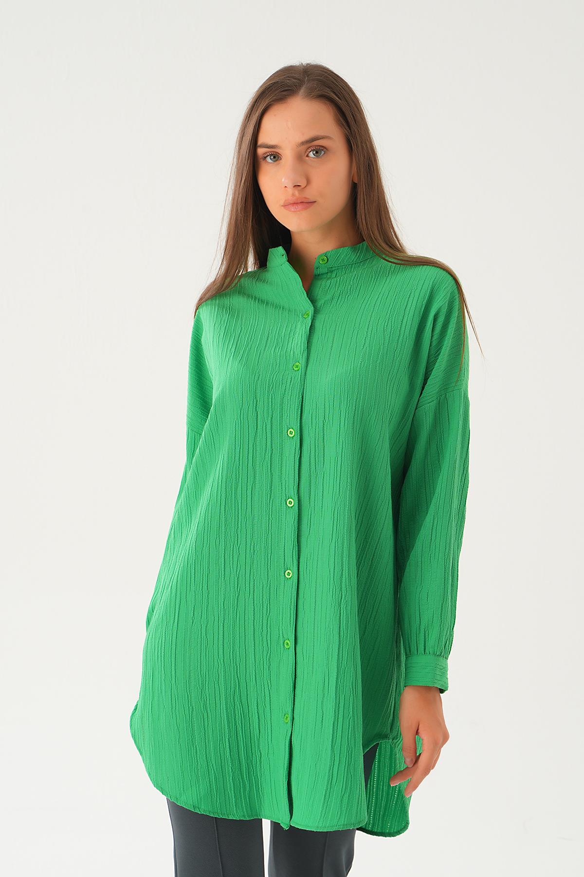 Benetton Yeşili Hakim Yaka Tunik 4172A 