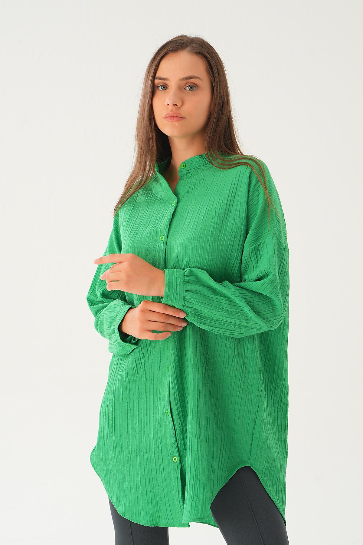 Benetton Yeşili Hakim Yaka Tunik 4172A - 2