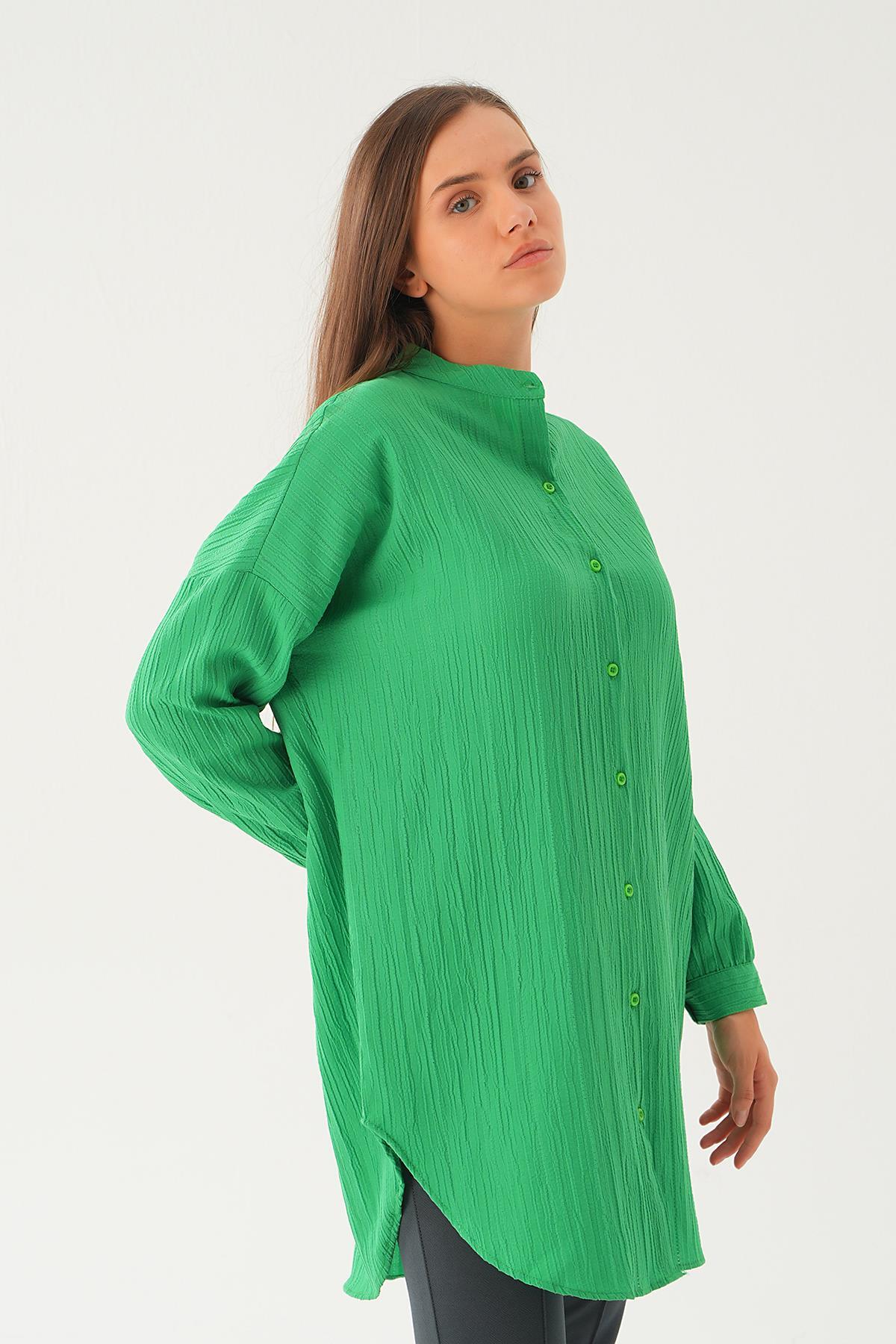 Benetton Yeşili Hakim Yaka Tunik 4172A - 3