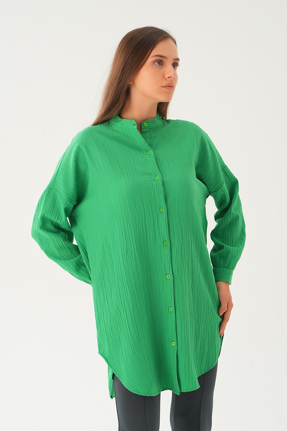 Benetton Yeşili Hakim Yaka Tunik 4172A - 4