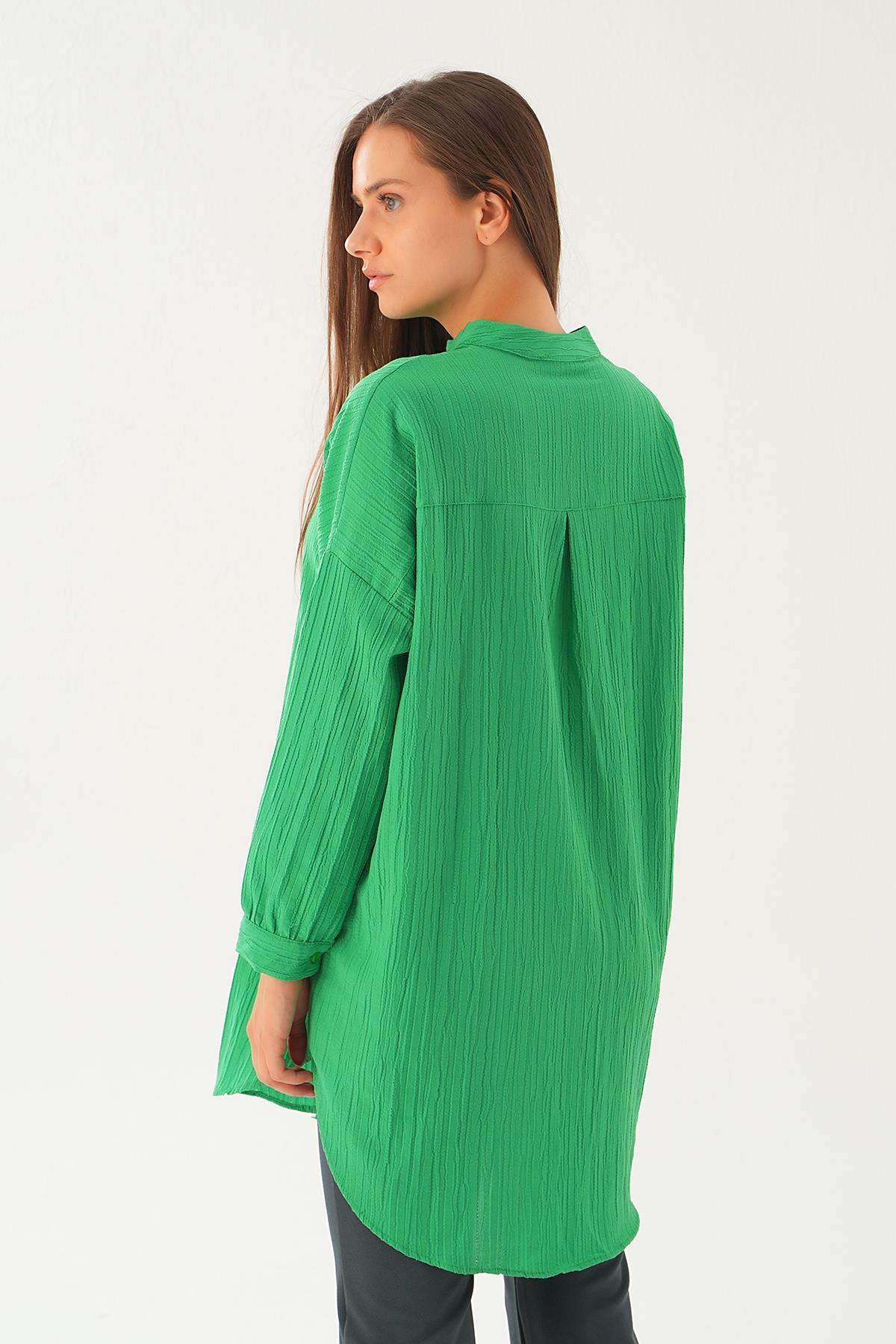 Benetton Yeşili Hakim Yaka Tunik 4172A - 5